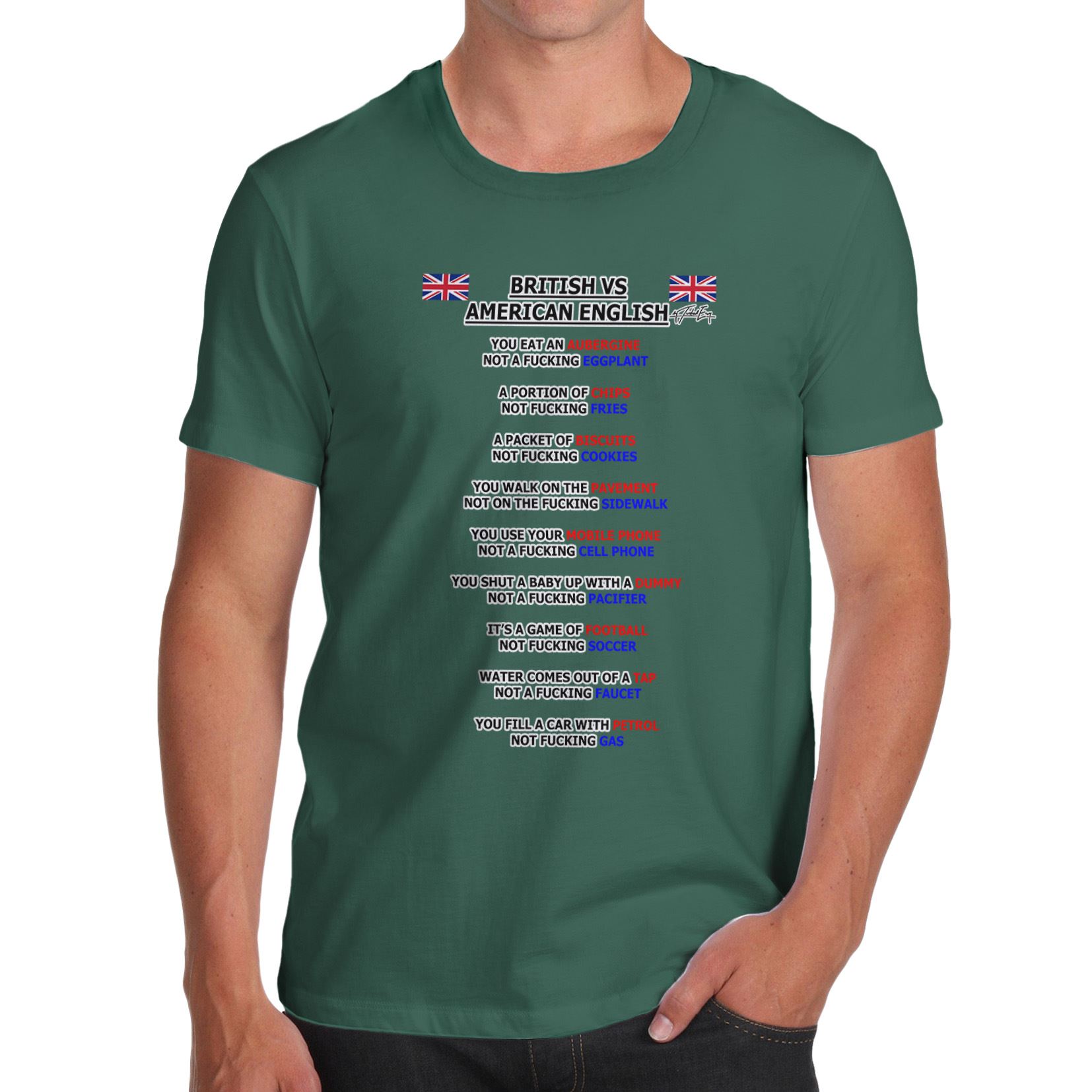 Twisted Envy Men S British Vs American English Grammar T Shirt Ebay