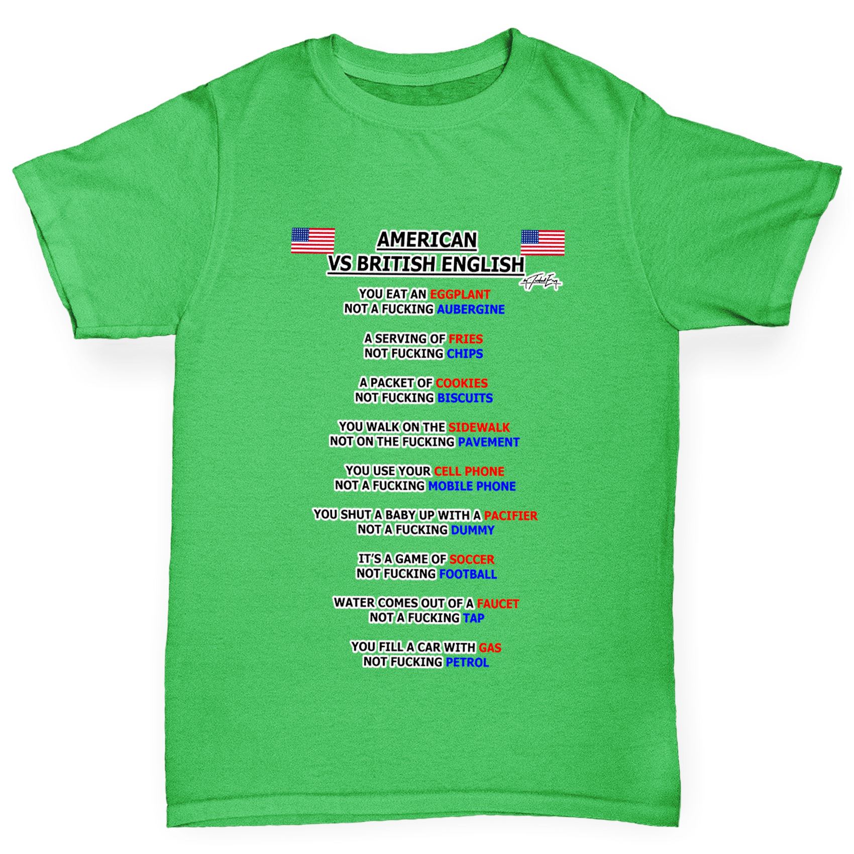 Twisted Envy Girl S American Vs British English Grammar T Shirt Ebay