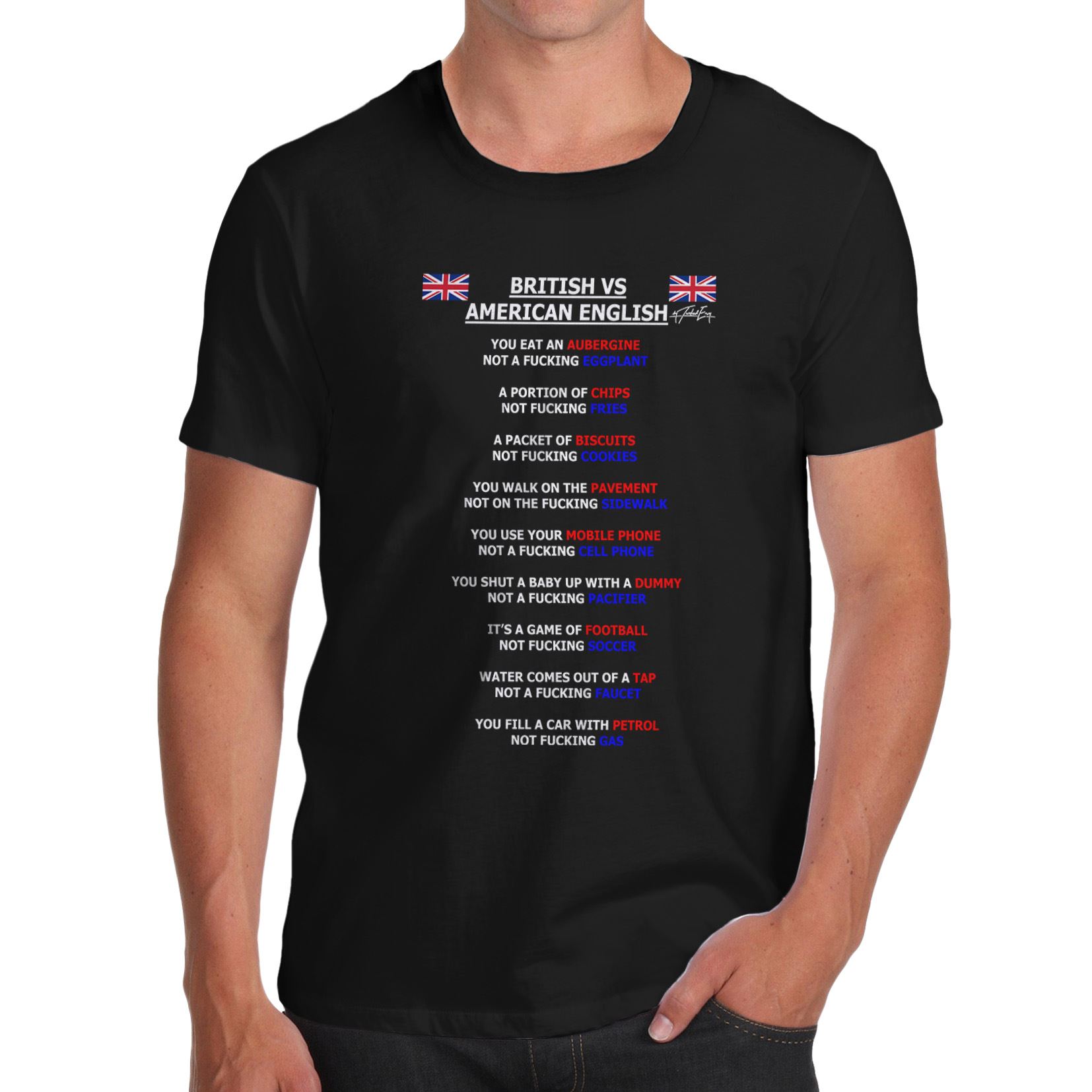 Twisted Envy Men S British Vs American English Grammar T Shirt Ebay