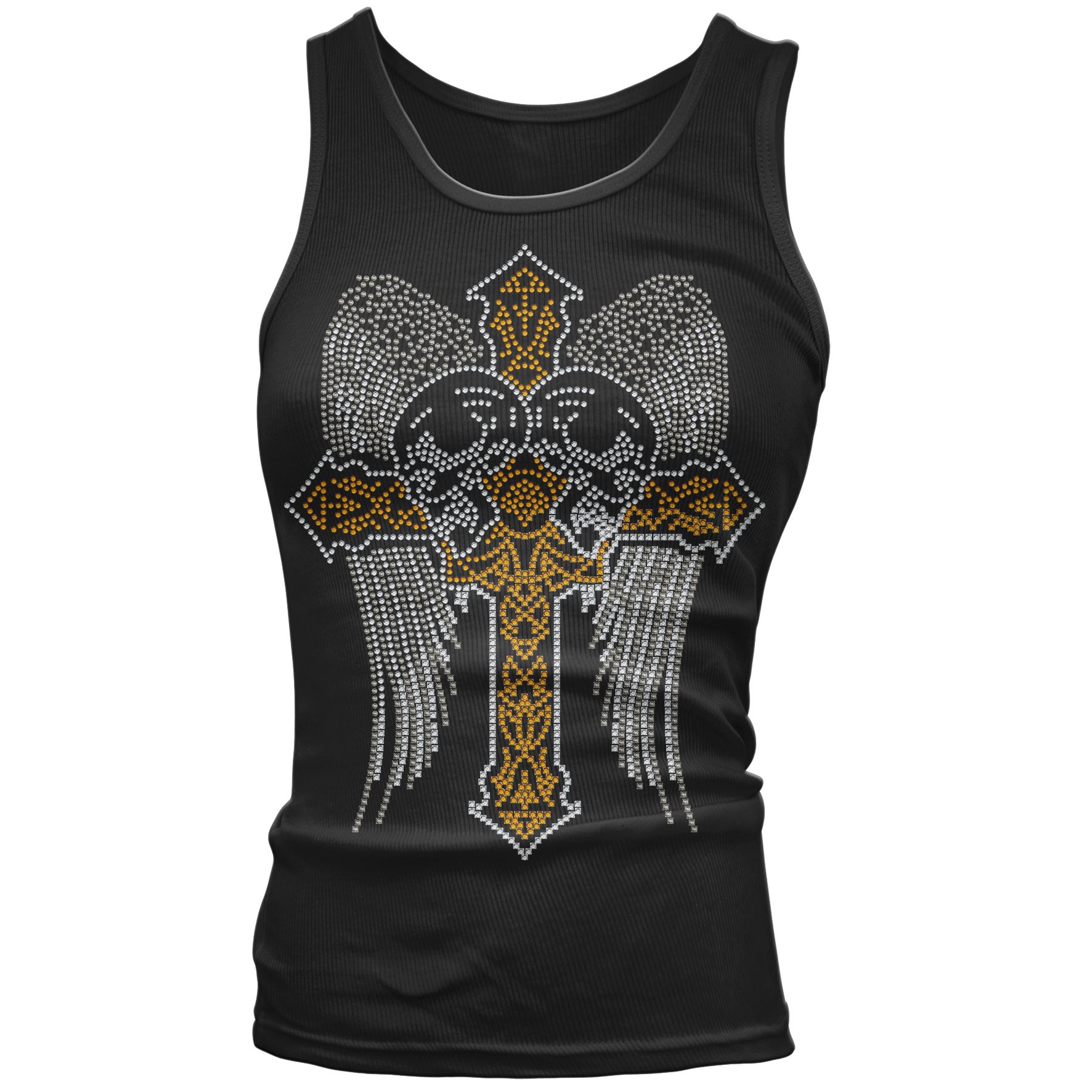 Women's Gothic Cross With Skull Rhinestone Diamante Tank Top eBay