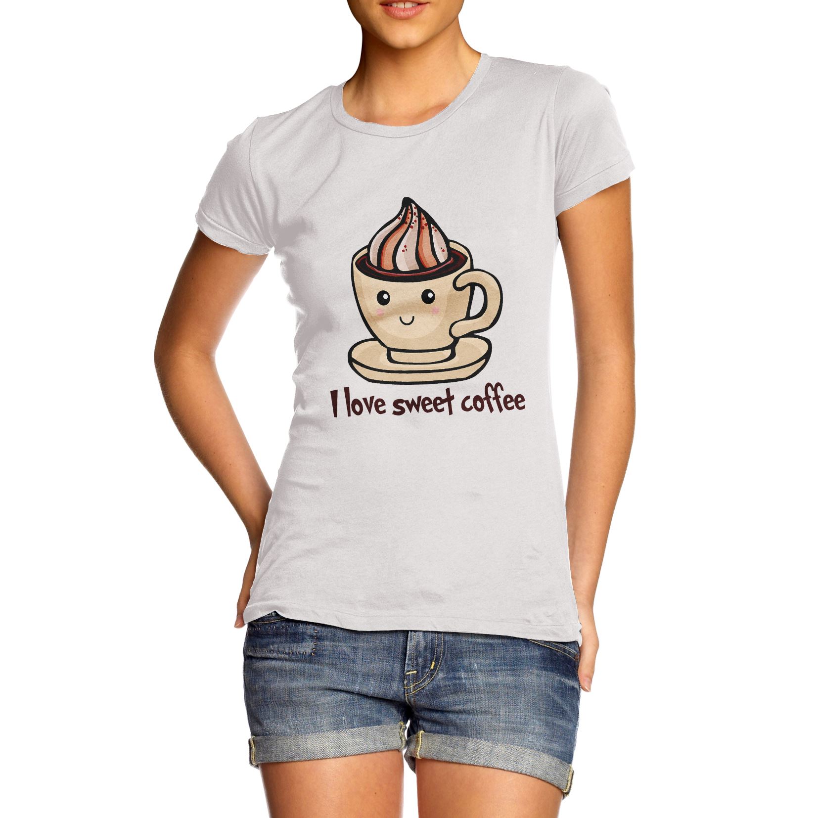 Twisted Envy Women/'s I Love Sweet Coffee T-Shirt