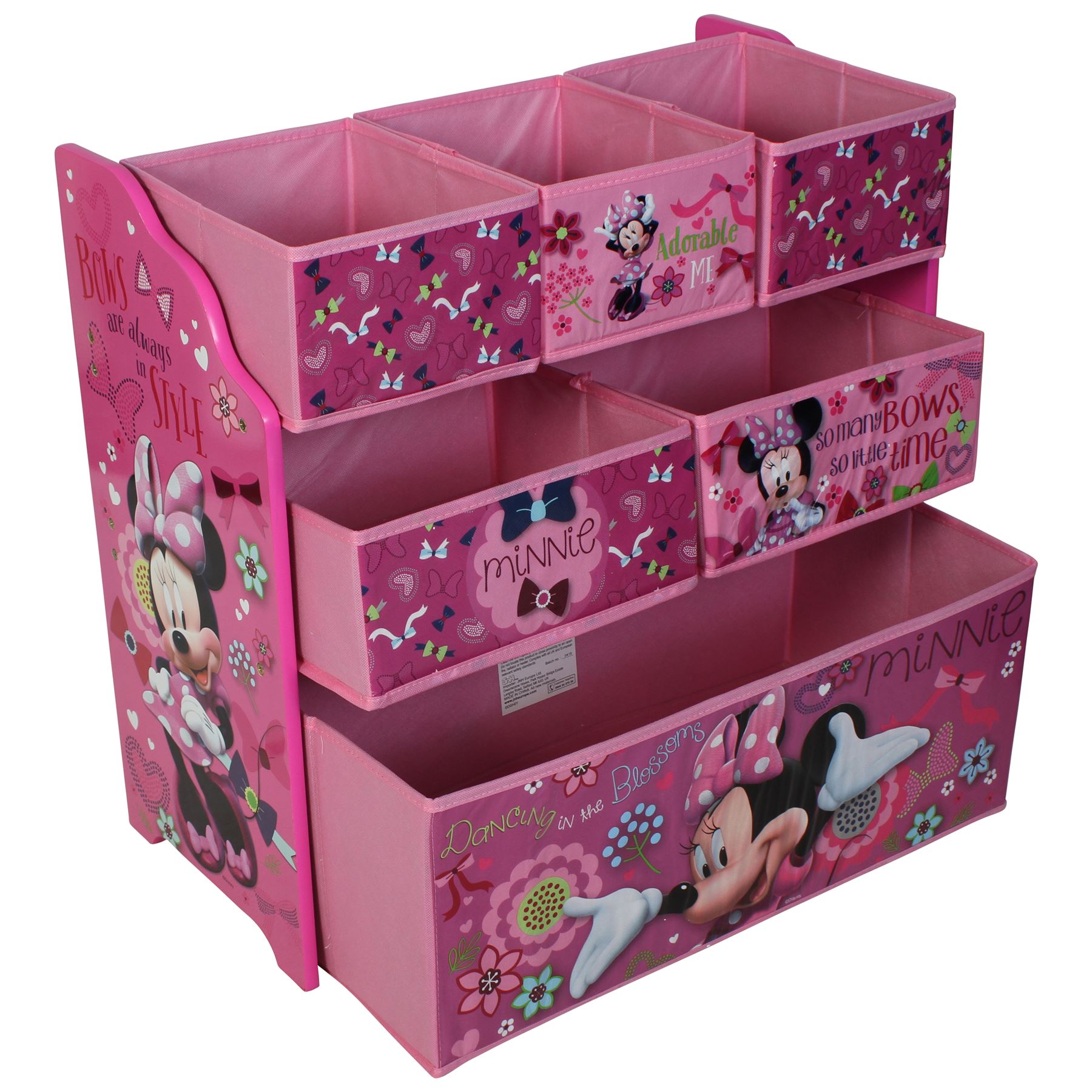 Disney Minnie Mouse Wooden Multibin Kids Toy Organiser Childrens