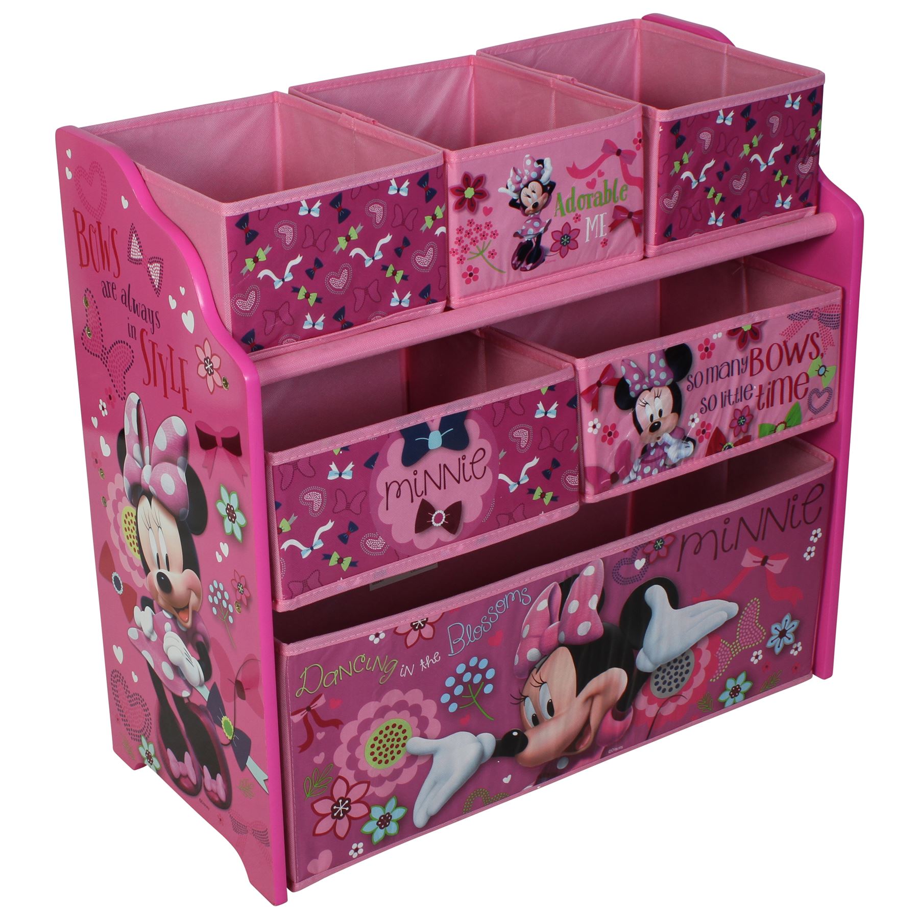 DISNEY MINNIE MOUSE Wooden Multibin Kids Toy Organiser Childrens
