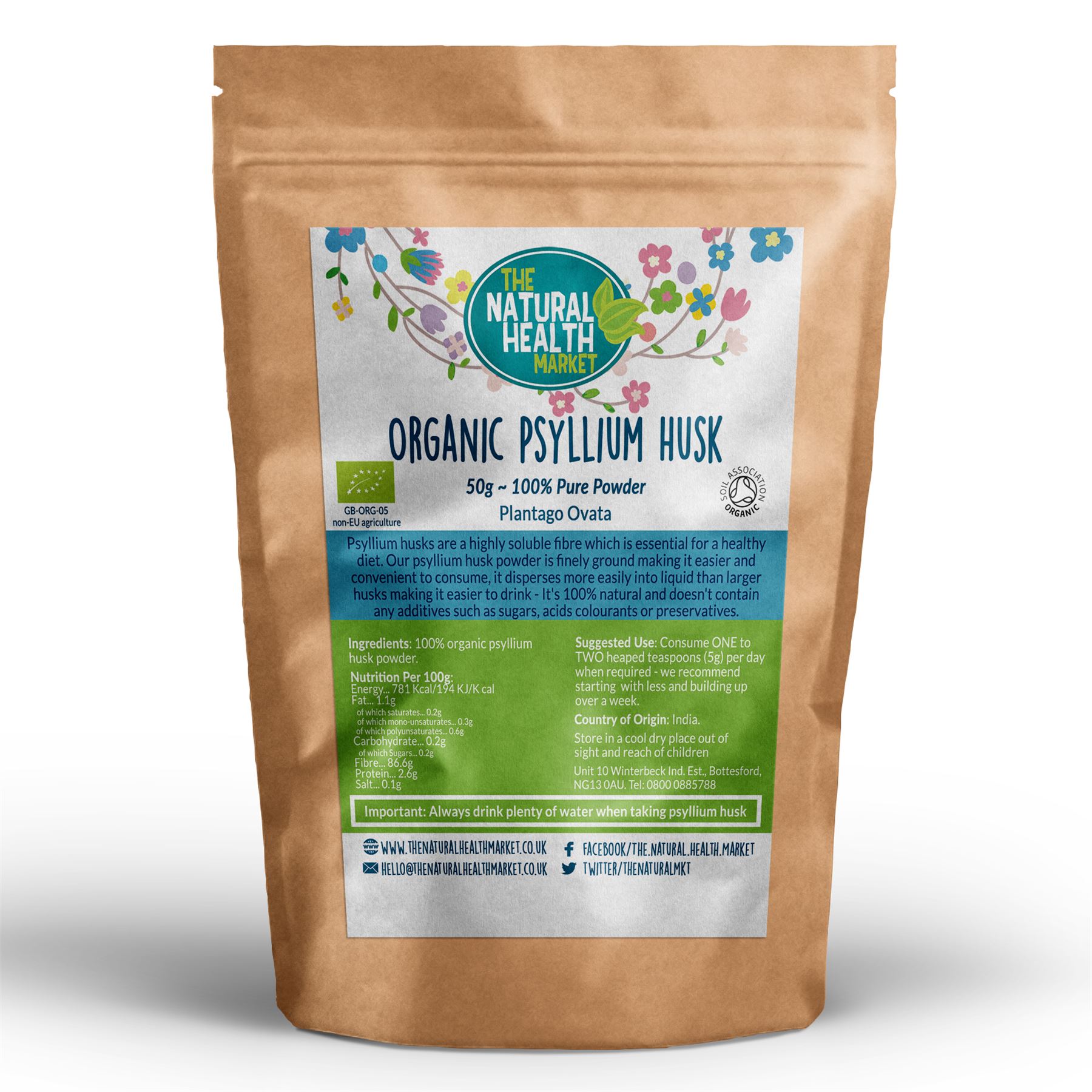 Organic Psyllium Husk Powder 100 PURE Fine Milled Easy To Blend