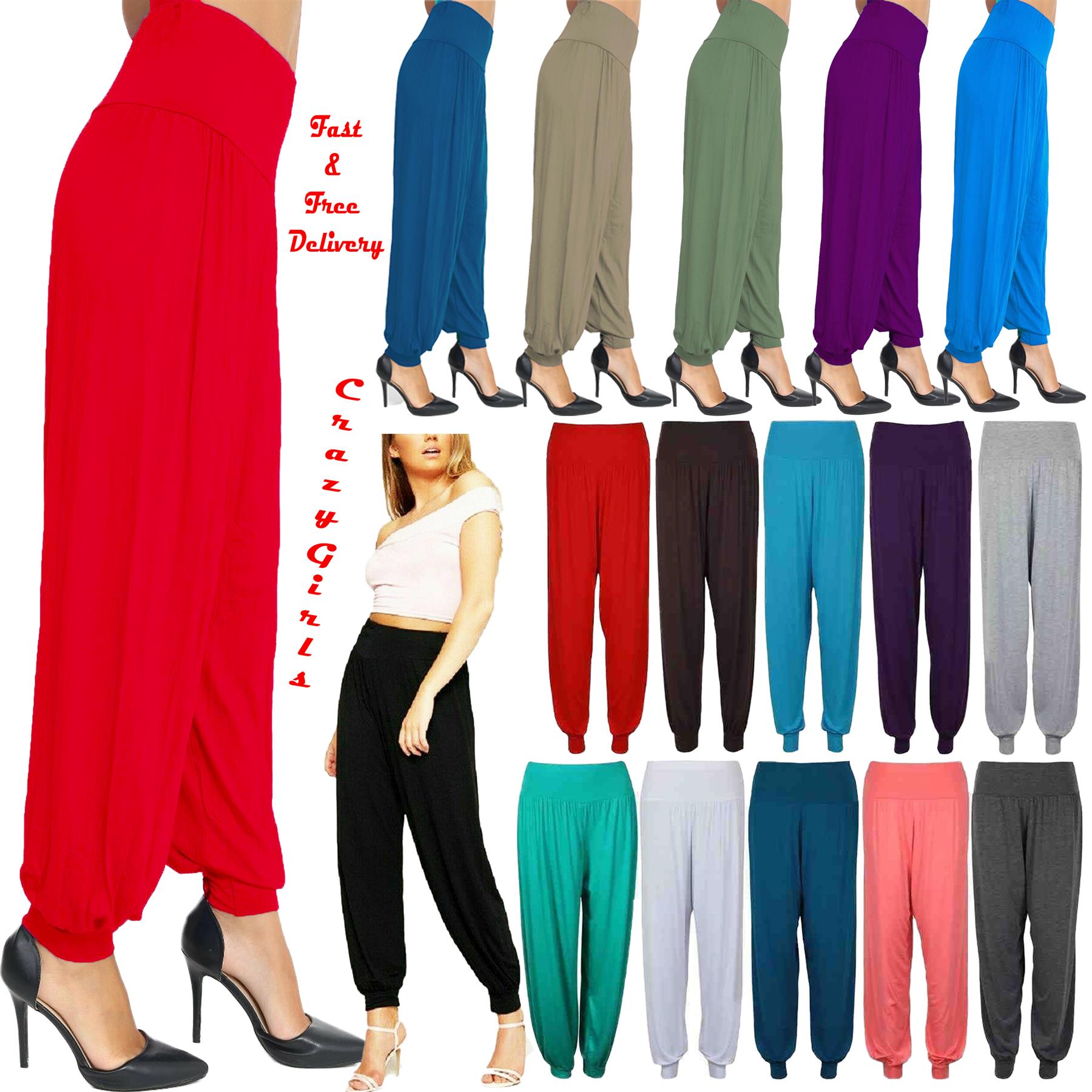 WOMENS HAREM TROUSERS ALI BABA LONG PANTS BAGGY HAREEM LEGGINGS PLUS SIZE 8-26