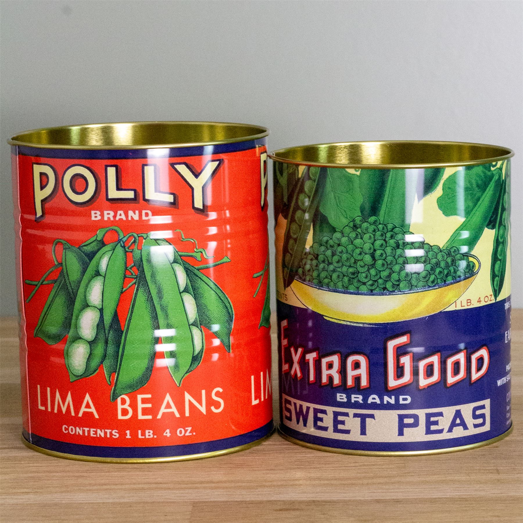 Set of 2 Retro Style Vintage Storage Tins | Decorative Tinned Food Display Cans - Picture 14 of 20