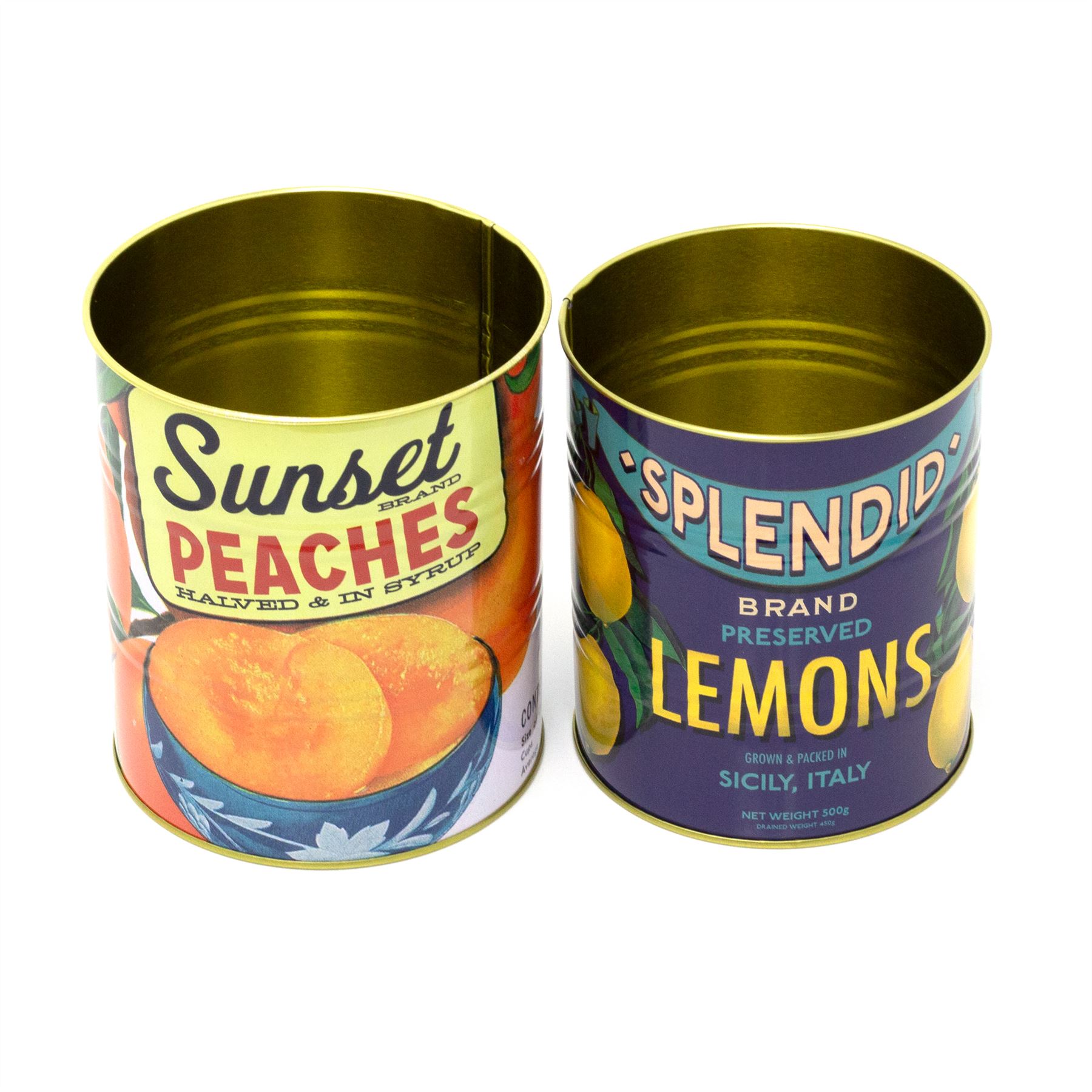 Set of 2 Retro Style Vintage Storage Tins | Decorative Tinned Food Display Cans - Picture 6 of 20