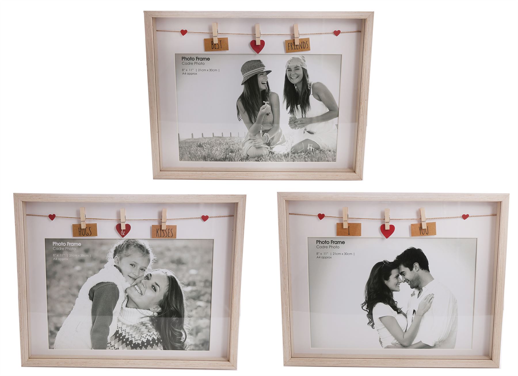 Multi Picture Photo Frame Wooden Clothes Line Box Style Pegs Holder Frames Gift