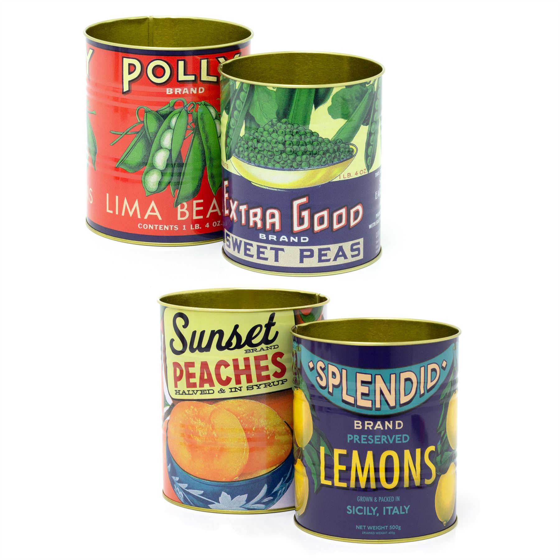 Set of 2 Retro Style Vintage Storage Tins | Decorative Tinned Food Display Cans - Picture 8 of 20