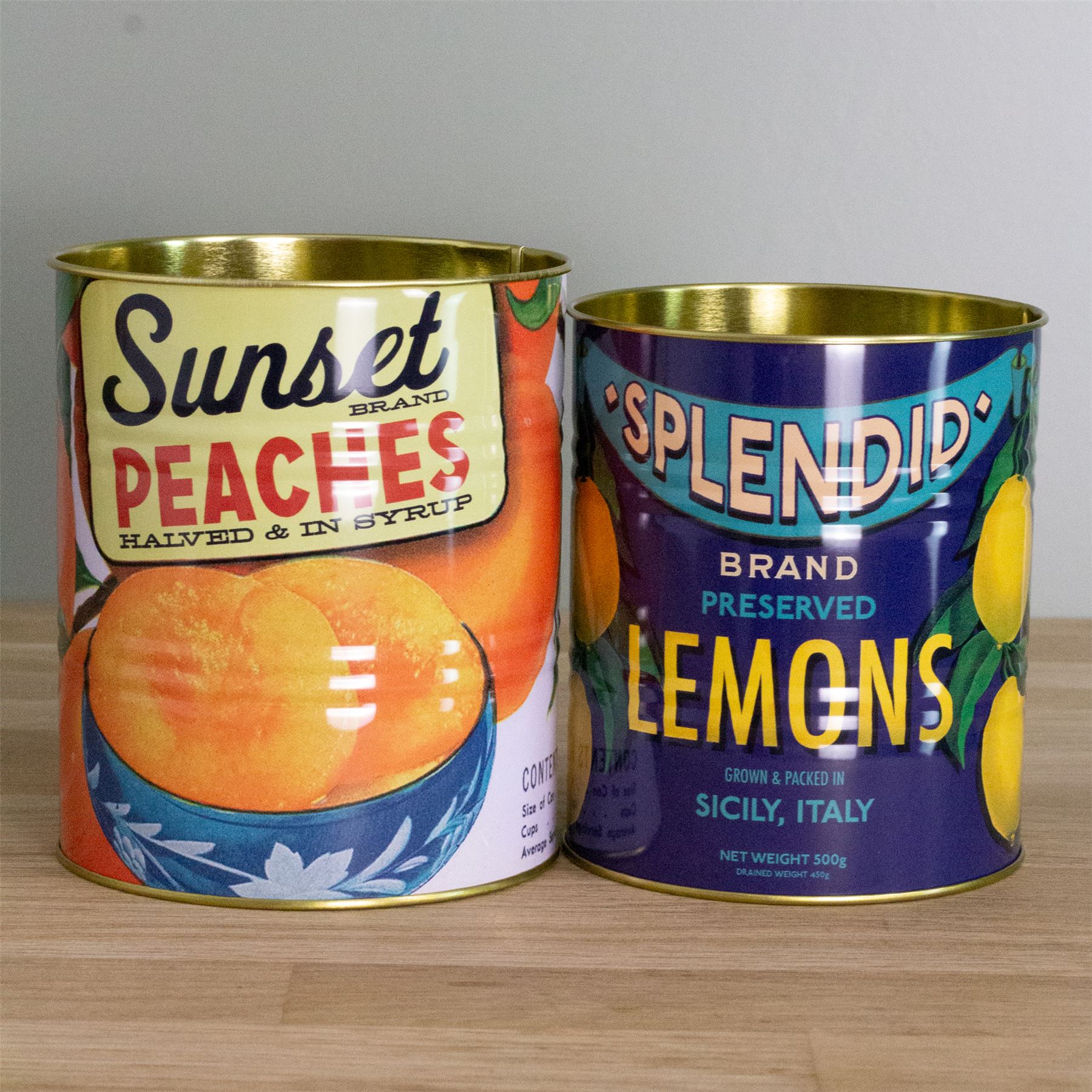 Set of 2 Retro Style Vintage Storage Tins | Decorative Tinned Food Display Cans - Picture 11 of 20