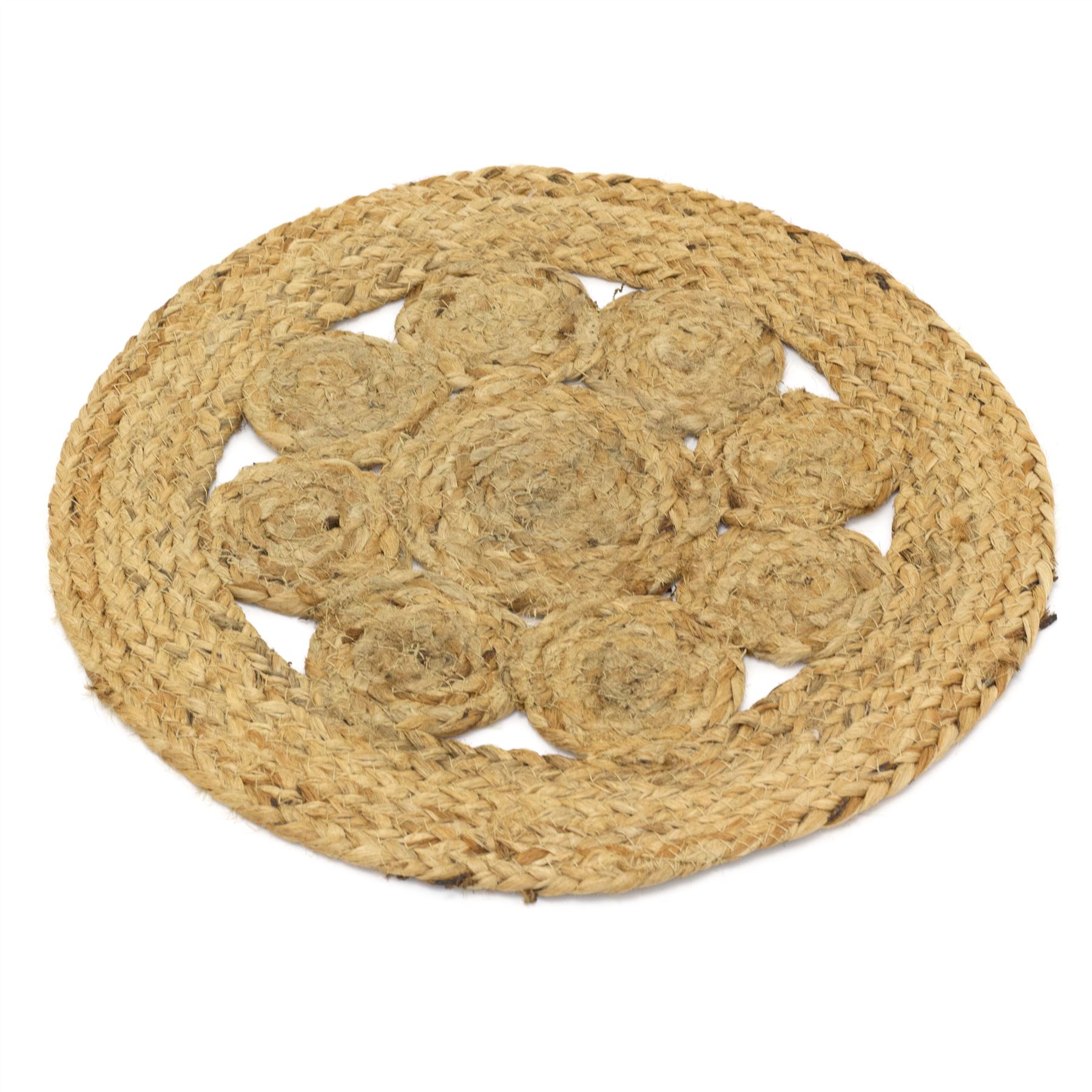Pack Of Round Braided Jute Placemat Rustic Woven Kitchen Dining Place