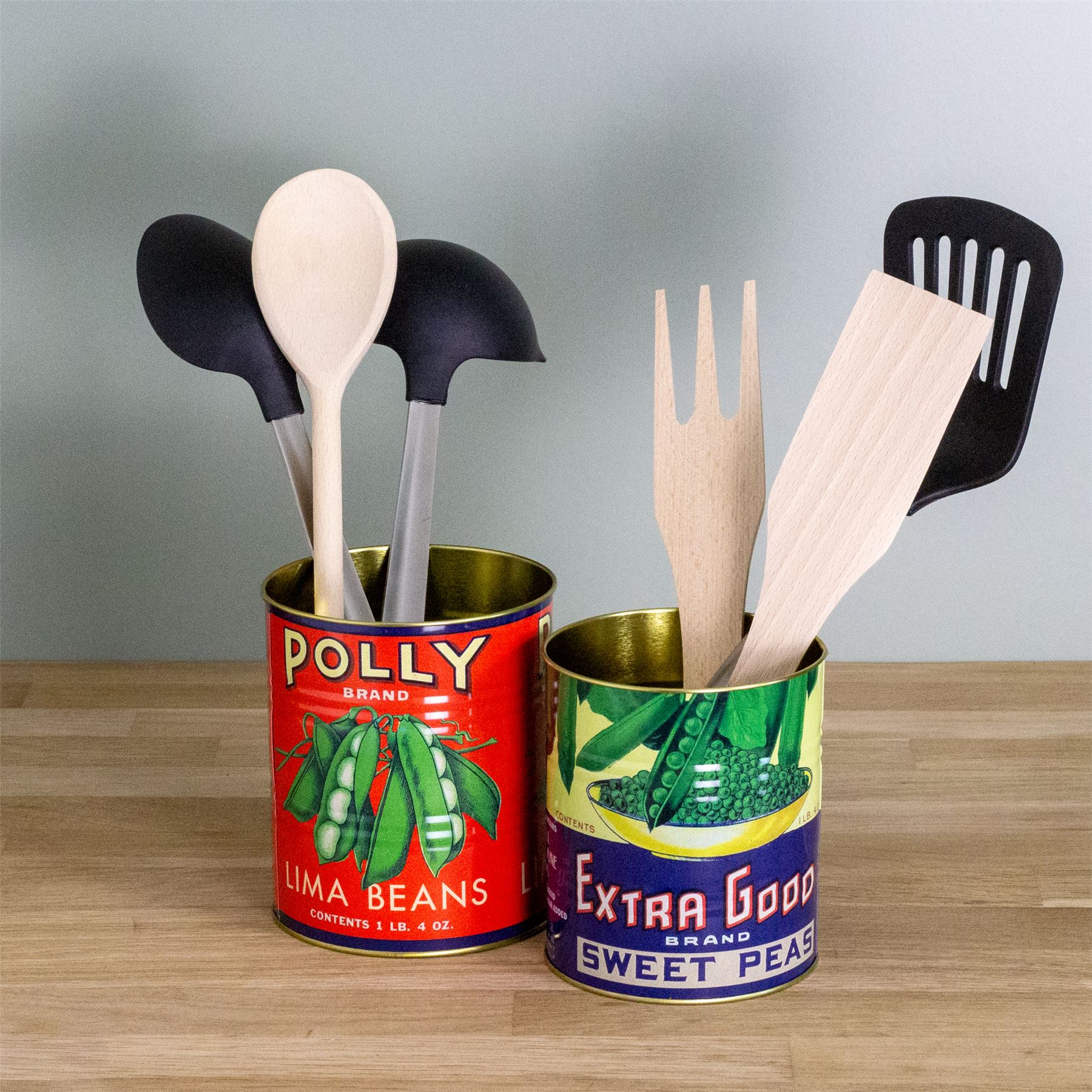 Set of 2 Retro Style Vintage Storage Tins | Decorative Tinned Food Display Cans - Picture 9 of 20