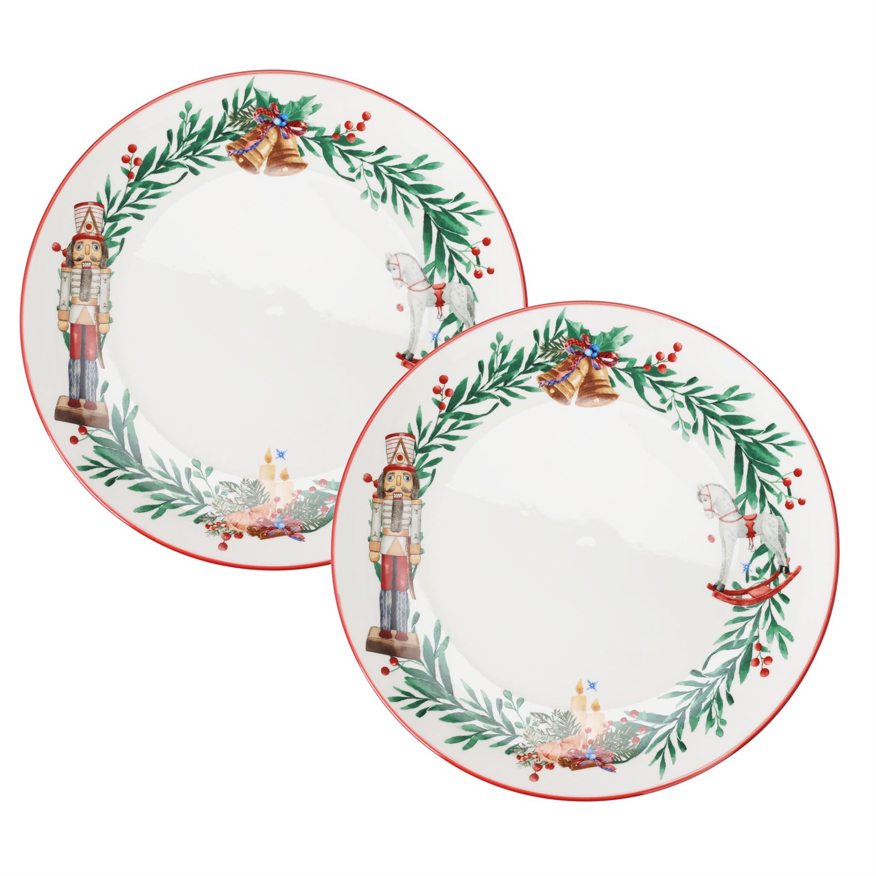 Pack of Nutcracker Christmas Plates | Festive Round Ceramic Plates - 27cm - Picture 2 of 15