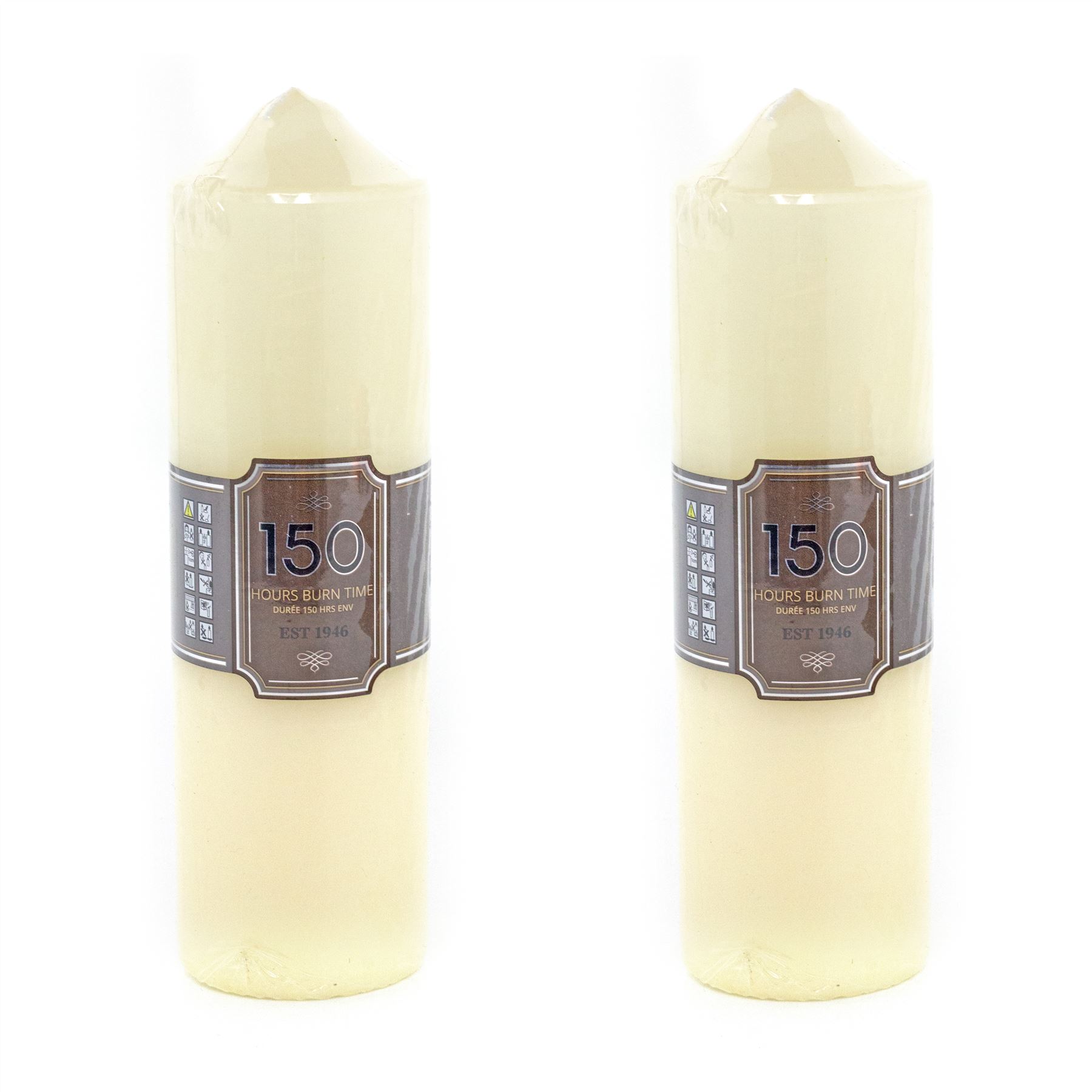 Pack of 150 Hour Cream Church Pillar Candle | Ivory Candle Tall Candle 24x7cm - Picture 2 of 7