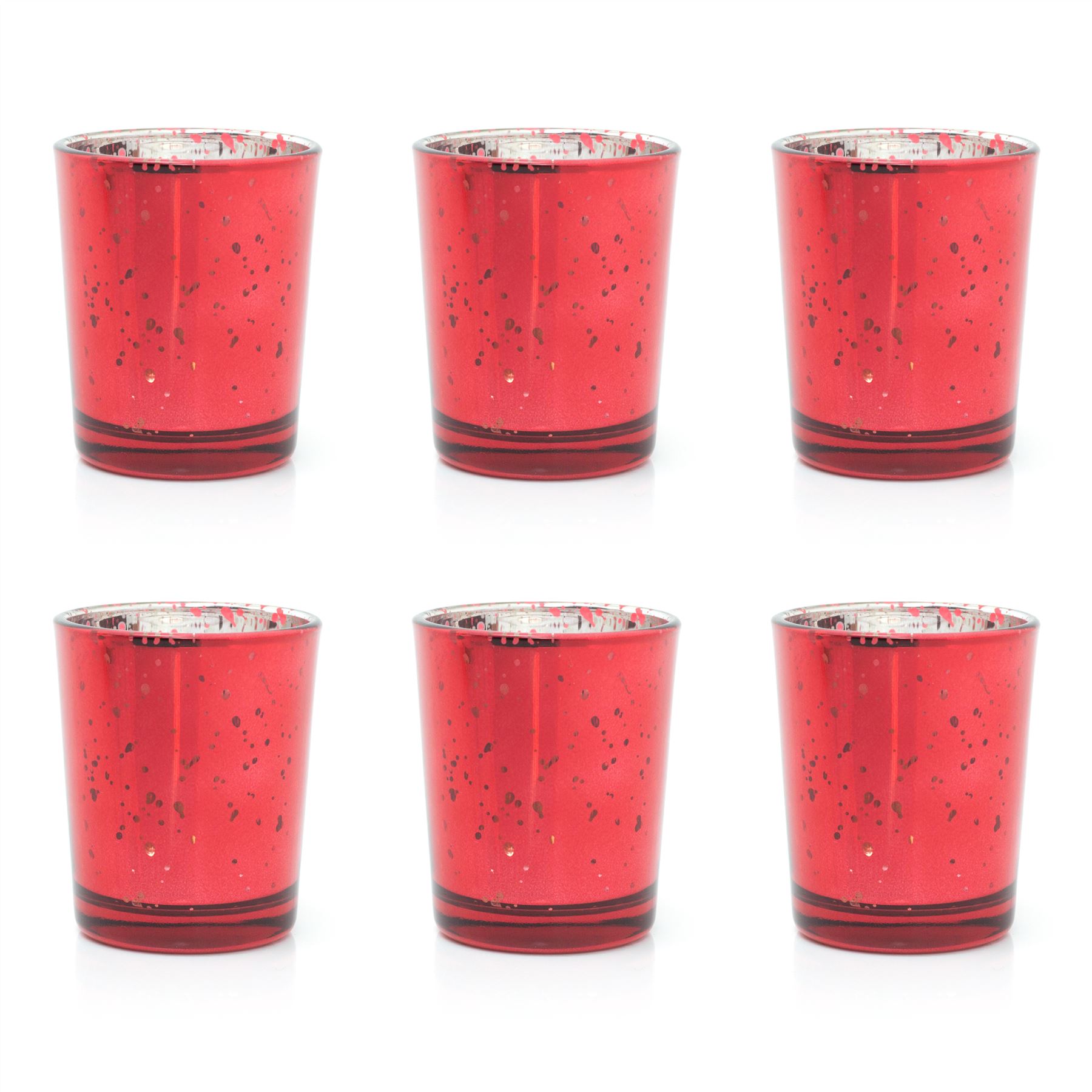 Pack Of Red Mercury Glass Tealight Holder Round Tea Light Votive