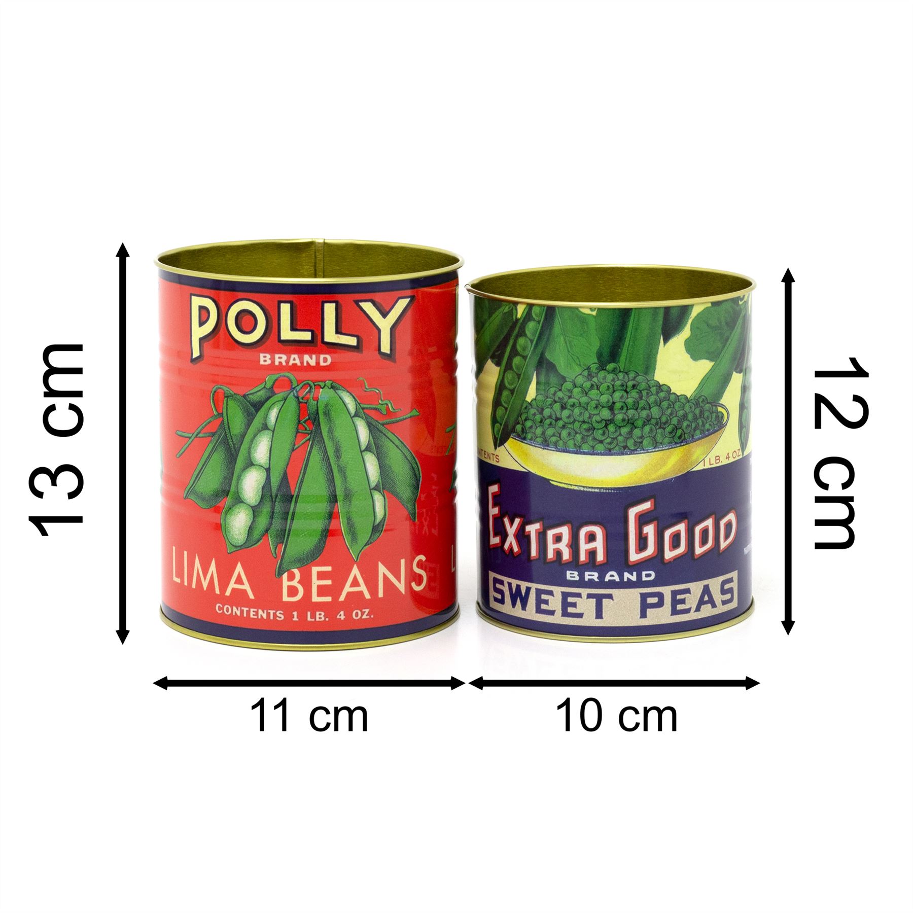 Set of 2 Retro Style Vintage Storage Tins | Decorative Tinned Food Display Cans - Picture 17 of 20