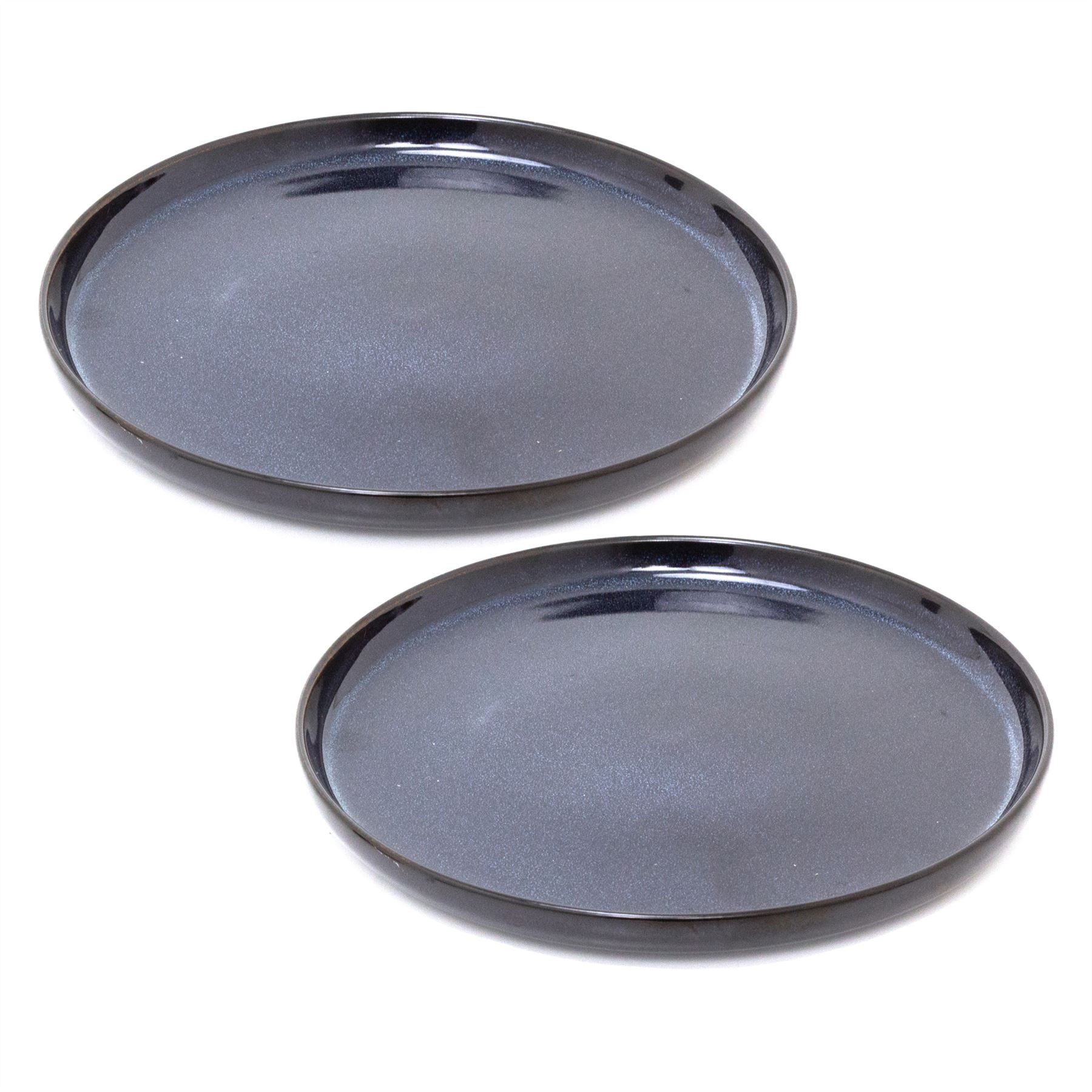 Set of Blue Reactive Glaze Stoneware Side Plates Dishwasher Microwave Safe 21cm