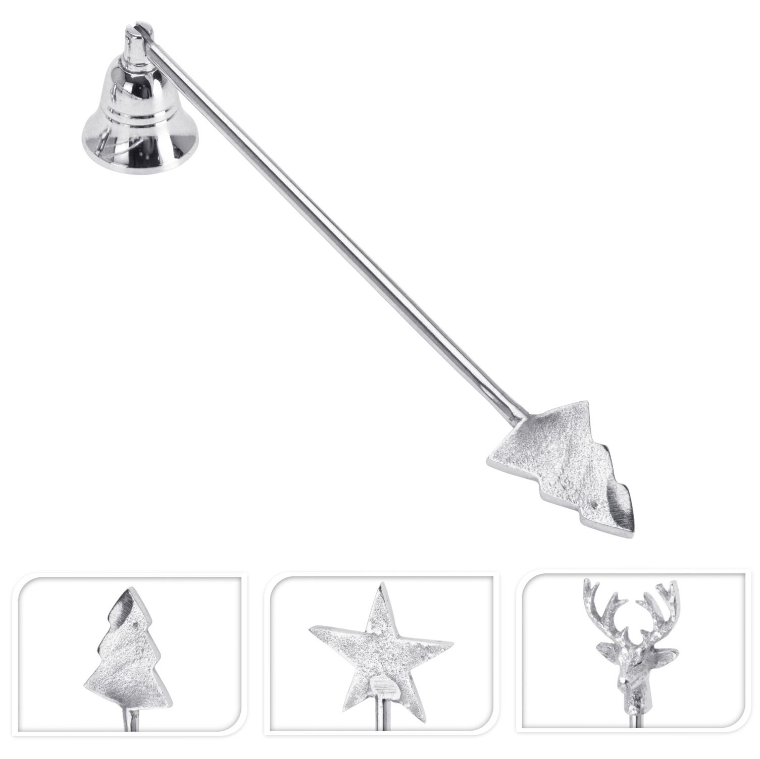 Christmas Tree Candle Extinguisher Candle Tool Carousel Home Gifts Silver Metal Candle Snuffer 23cm Candle Accessories