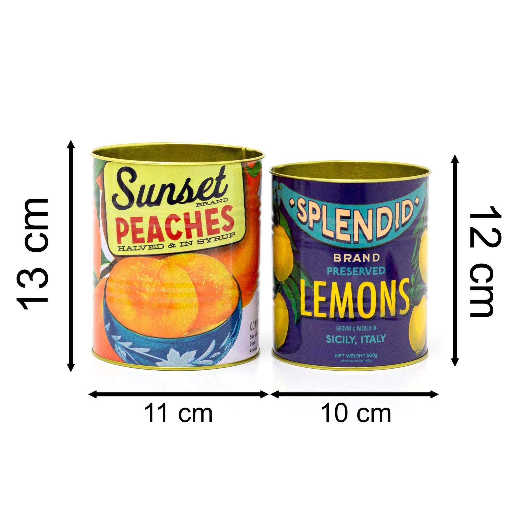 Set of 2 Retro Style Vintage Storage Tins | Decorative Tinned Food Display Cans - Picture 4 of 20