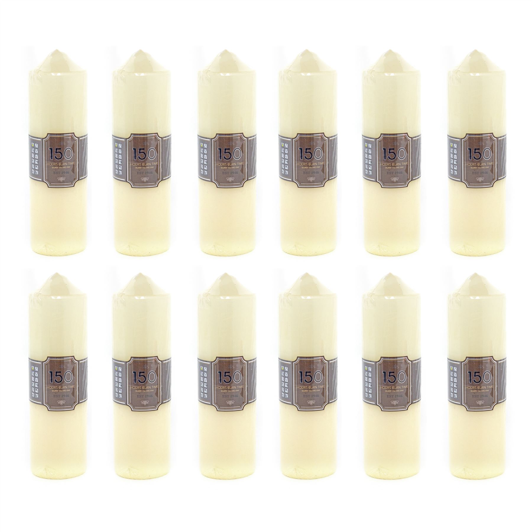 Pack of 150 Hour Cream Church Pillar Candle | Ivory Candle Tall Candle 24x7cm - Picture 6 of 7