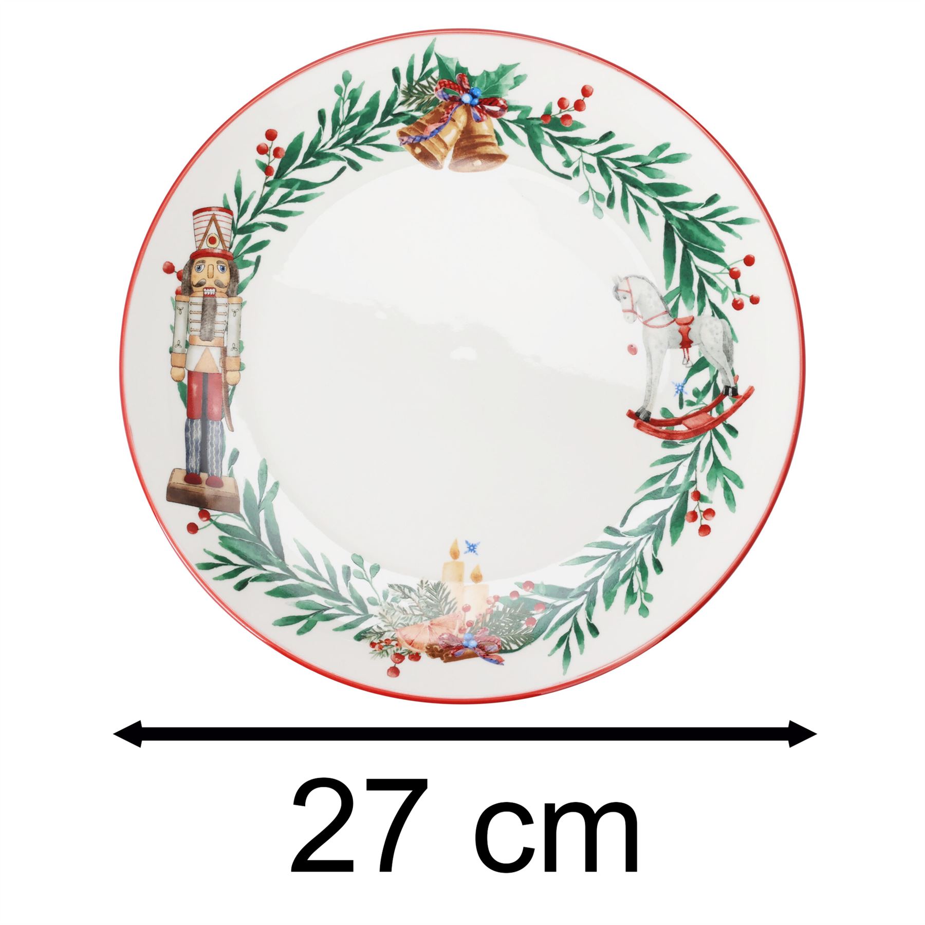 Pack of Nutcracker Christmas Plates | Festive Round Ceramic Plates - 27cm - Picture 11 of 15
