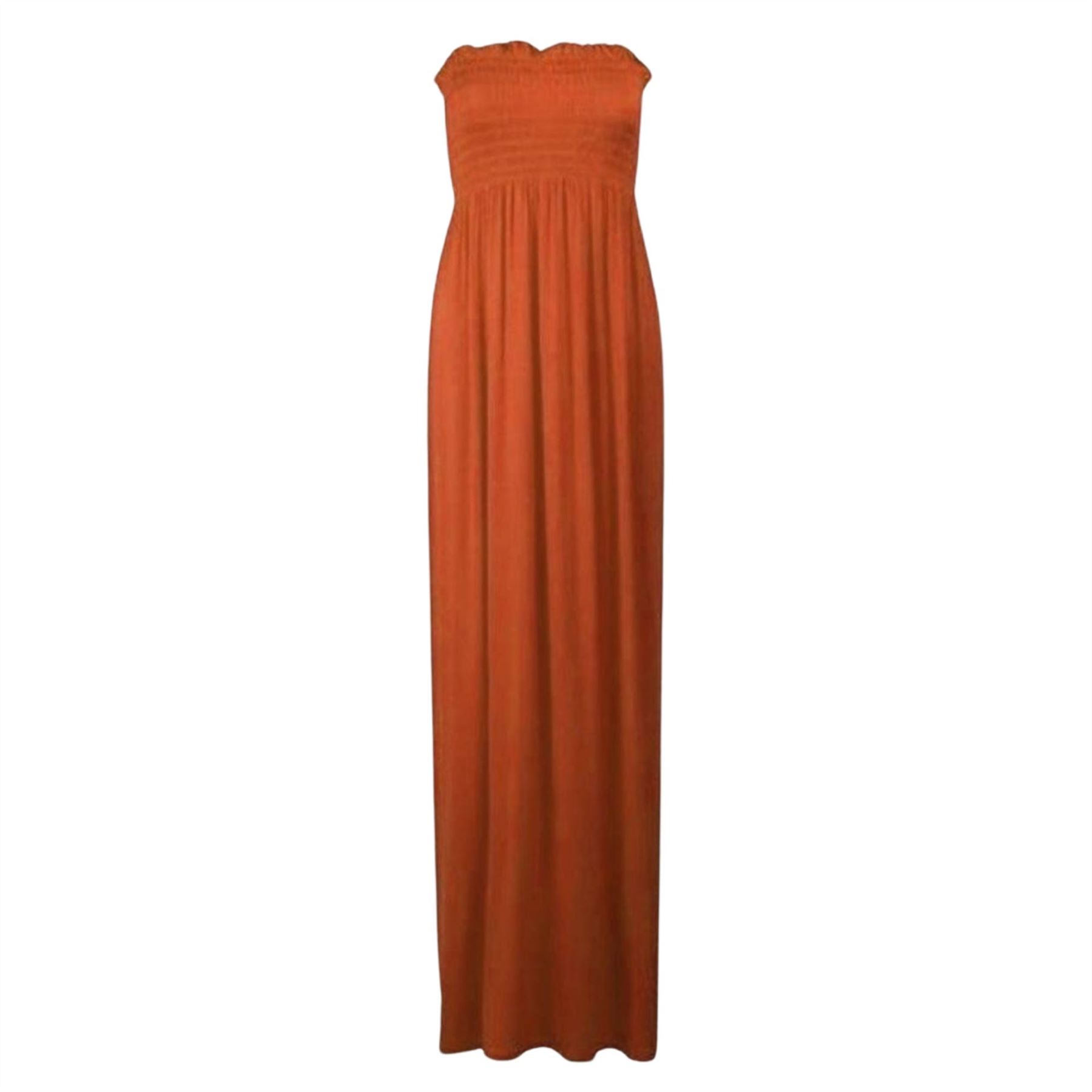 Women Summer Casual Bandeau Boobtube Dress Plus Size Sheering Maxi Dresses - Picture 33 of 39