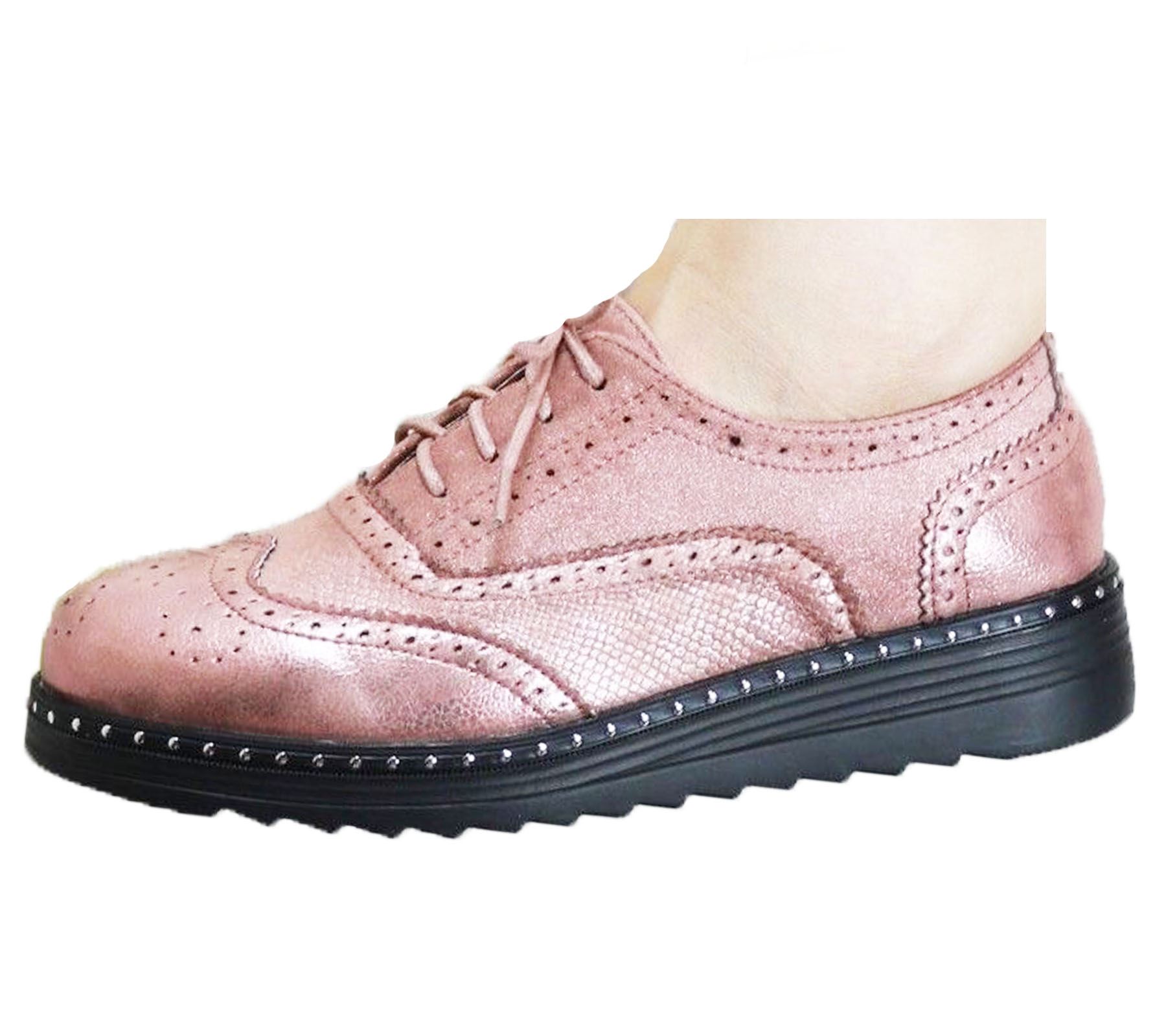 Ladies Brogue Lace Up Shoes Womens 