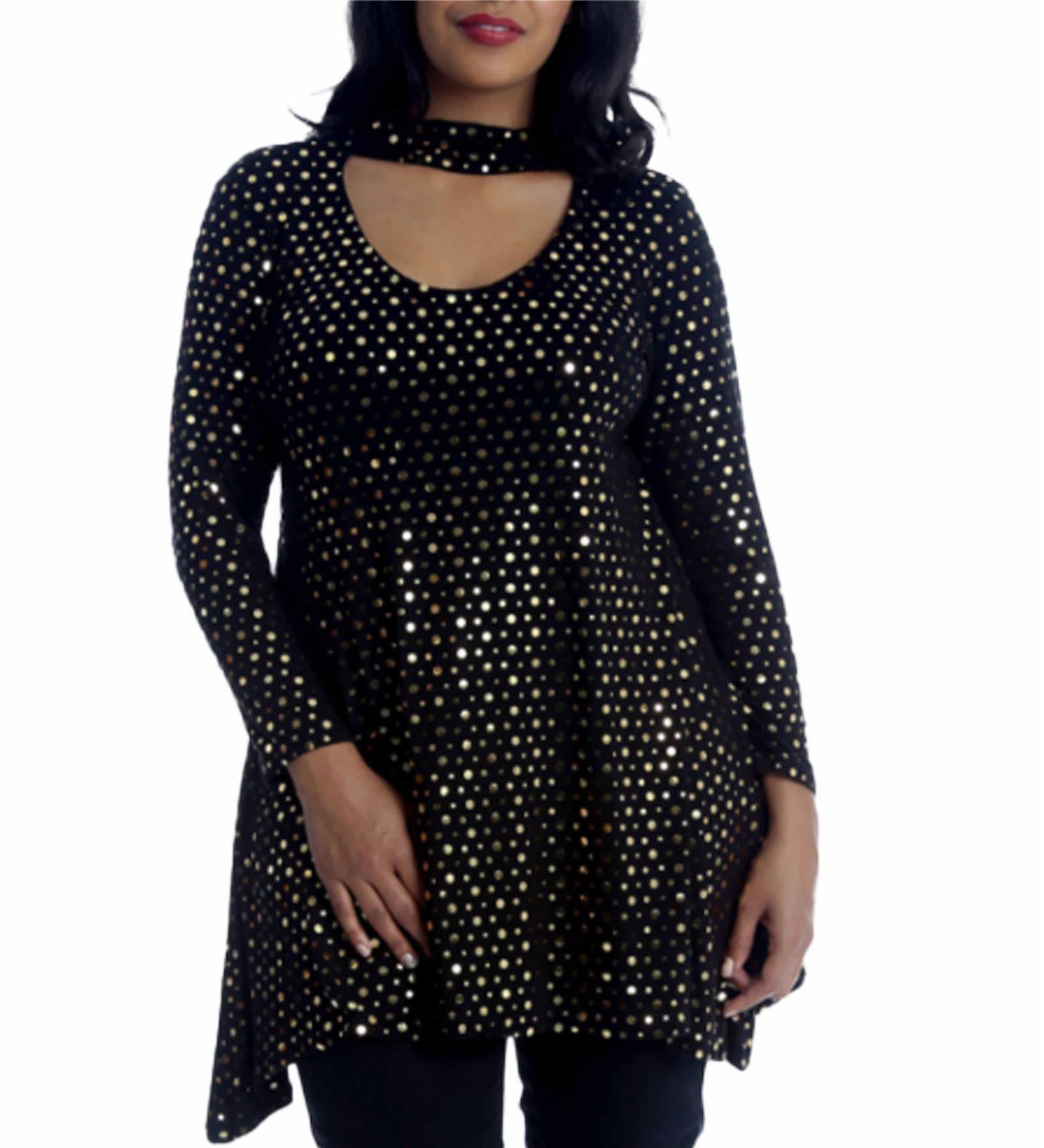 Damenkleider Langarmkleid Übergröße Cocktail Paillettenkleid Weihnachtskleid - Bild 4 von 8