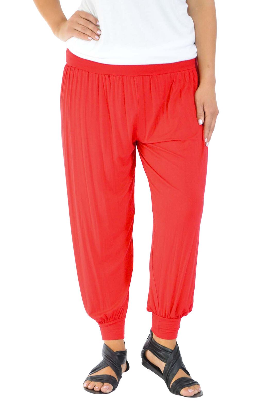 Pantaloni donna nuovi taglie forti harem lunghezza intera donna Ali Baba pantaloni tinta unita - Foto 11 di 19