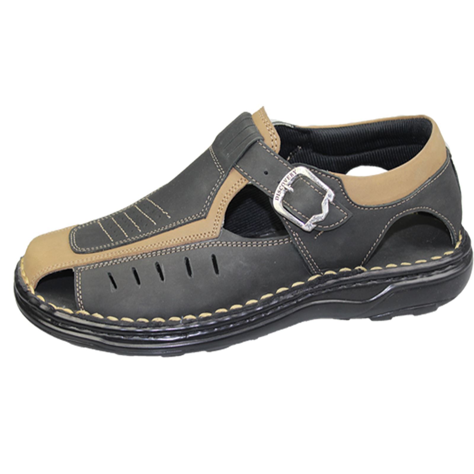 Mens Buckle Sandals Walking Fashion Casual Summer Beach Leather Wide Fit Shoes | eBay