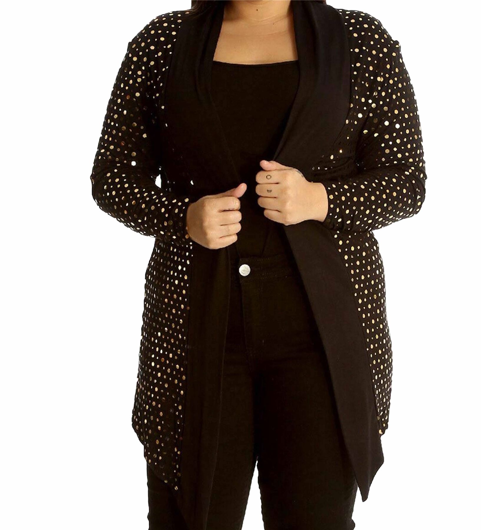 Womens Cardigan Womens Sweaters Sequin Dot Cardigans For Women Black Cardigan - Picture 14 of 23