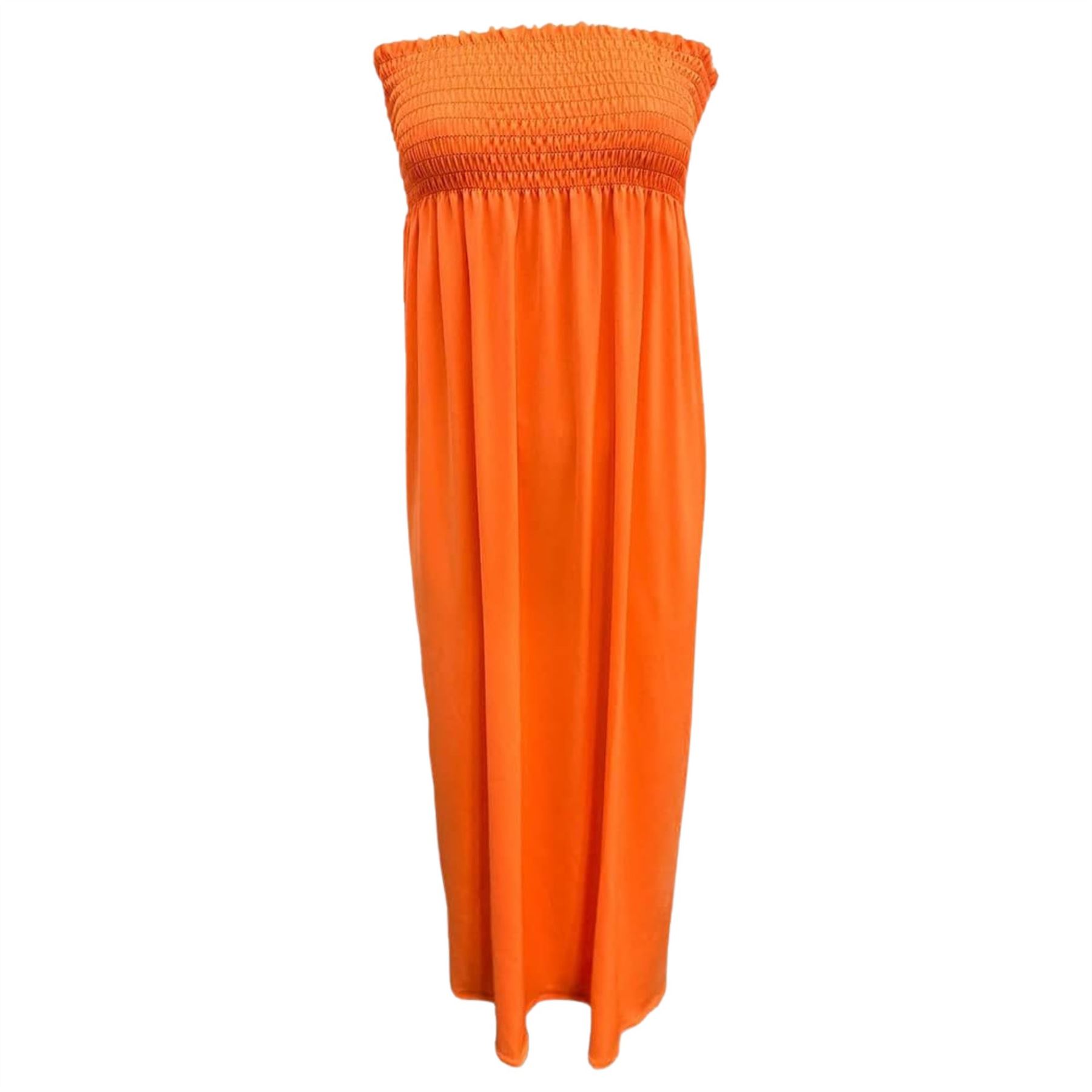 Women Summer Casual Bandeau Boobtube Dress Plus Size Sheering Maxi Dresses - Picture 25 of 39
