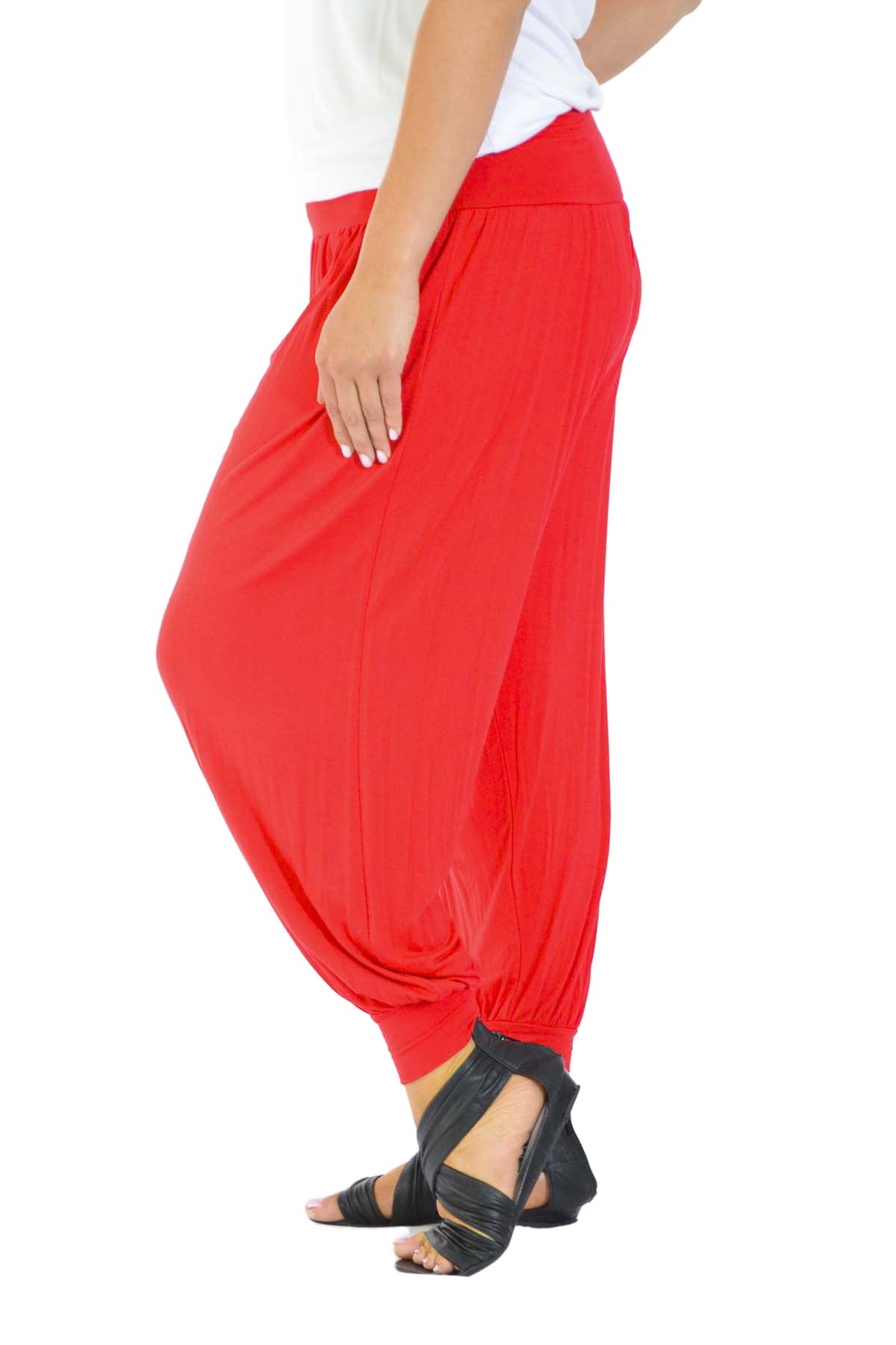 Pantaloni donna nuovi taglie forti harem lunghezza intera donna Ali Baba pantaloni tinta unita - Foto 12 di 19