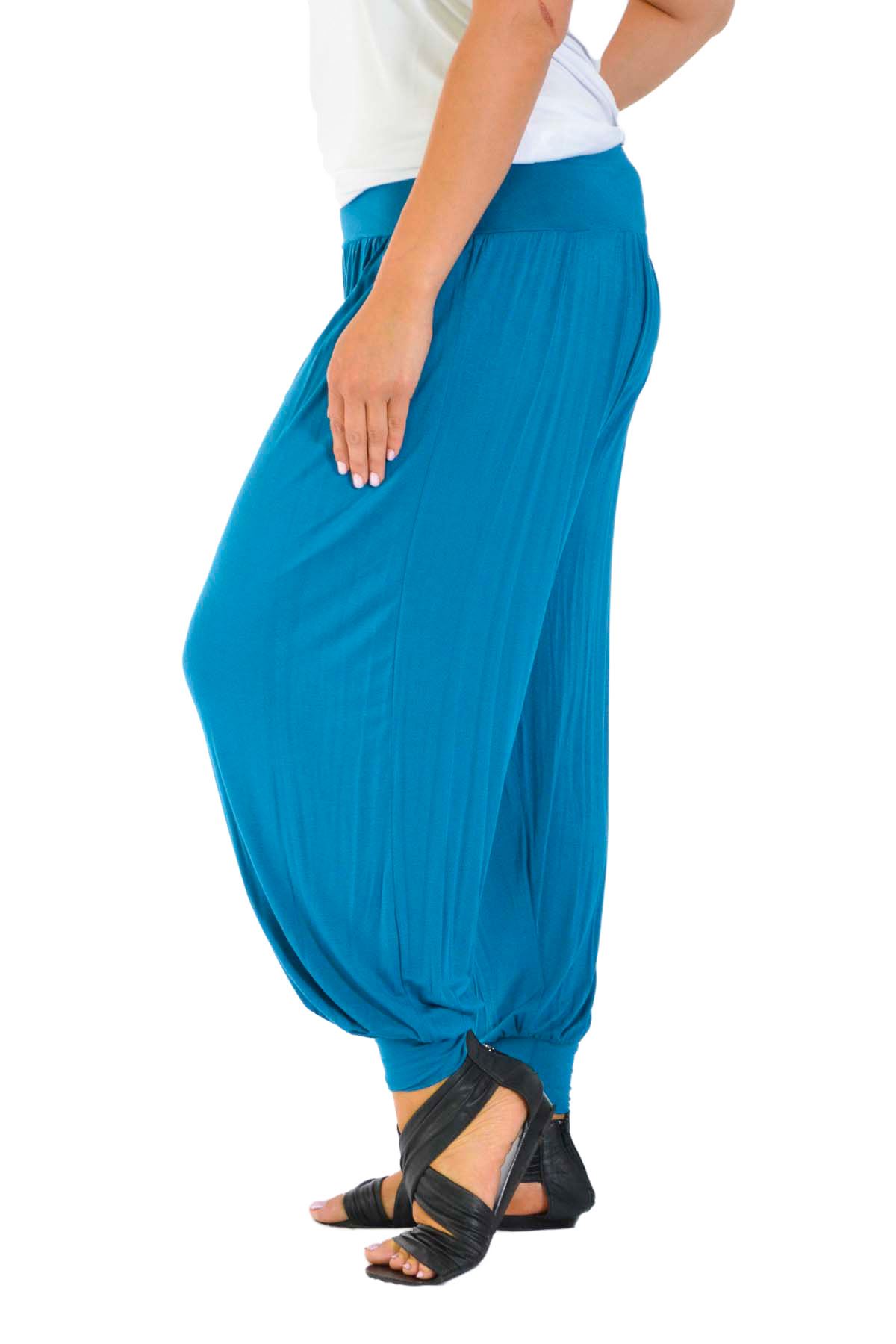 Pantaloni donna nuovi taglie forti harem lunghezza intera donna Ali Baba pantaloni tinta unita - Foto 17 di 19