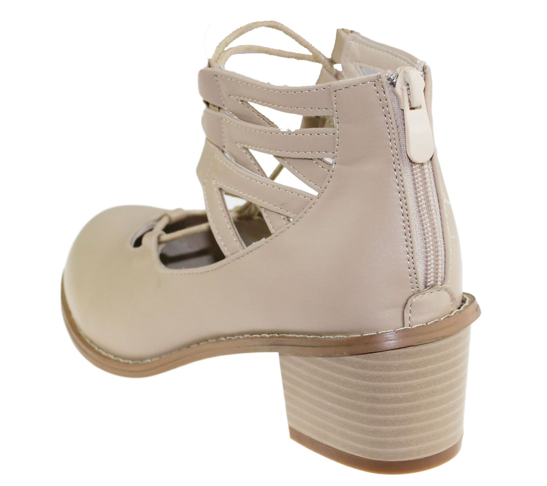 Womens Block Low Heel Cut Shoes Lace Up Sandals Summer Ladies Court Office Shoes | eBay