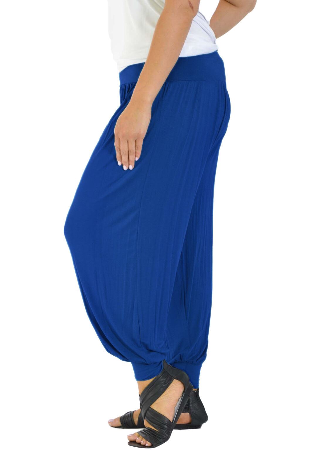Pantaloni donna nuovi taglie forti harem lunghezza intera donna Ali Baba pantaloni tinta unita - Foto 13 di 19