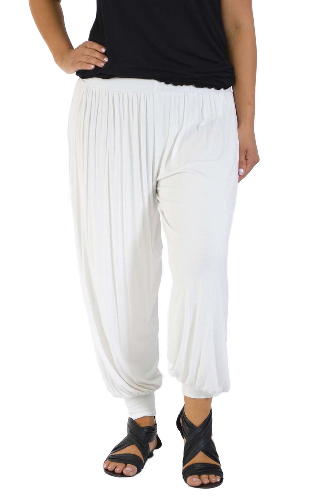 Pantaloni donna nuovi taglie forti harem lunghezza intera donna Ali Baba pantaloni tinta unita - Foto 18 di 19