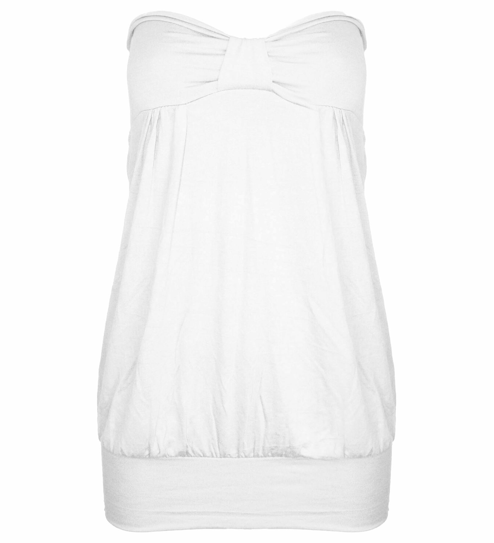 Top da donna fascia boobtube nodo anteriore top senza maniche top casual per donna UK - Foto 12 di 13