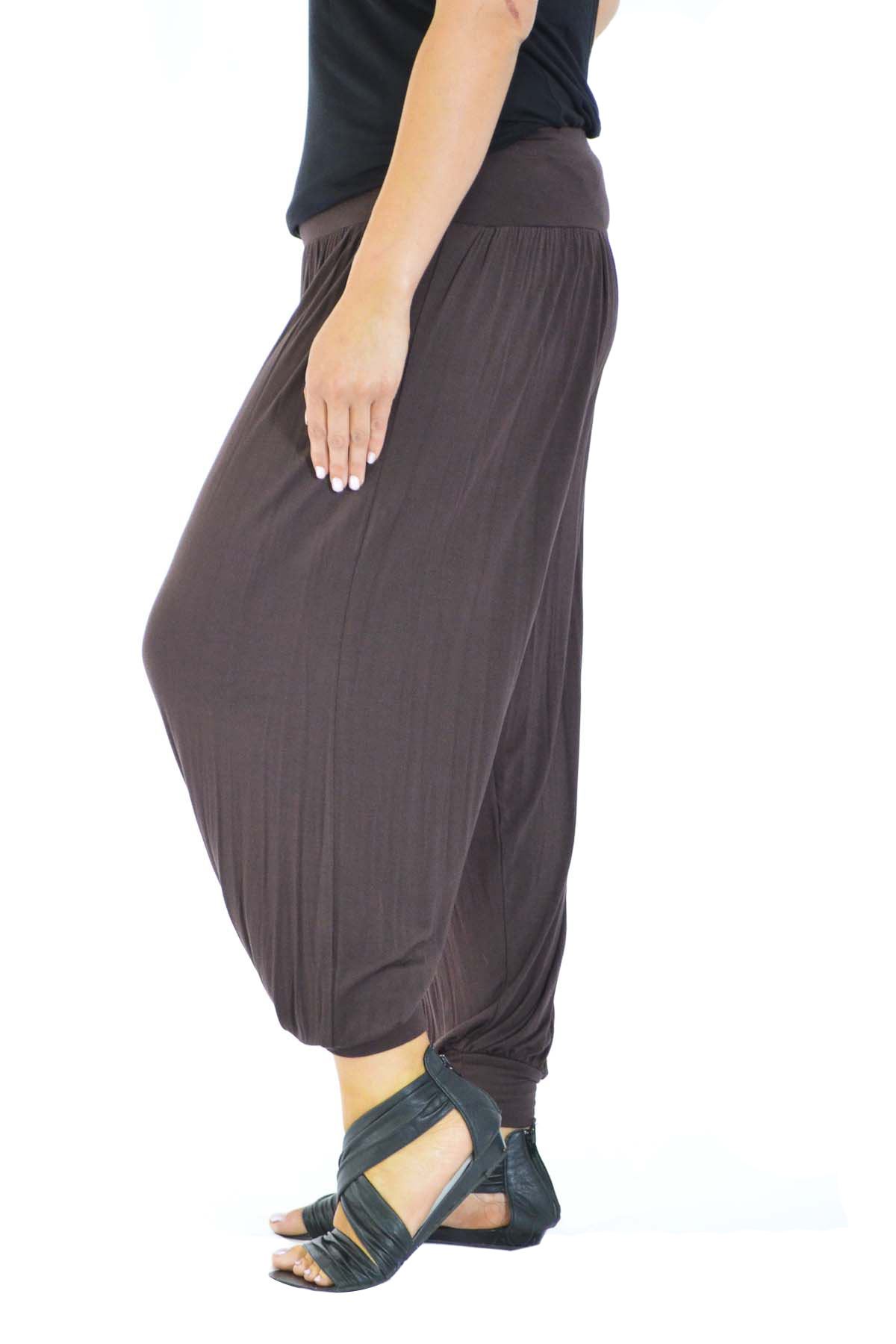 Pantaloni donna nuovi taglie forti harem lunghezza intera donna Ali Baba pantaloni tinta unita - Foto 4 di 19