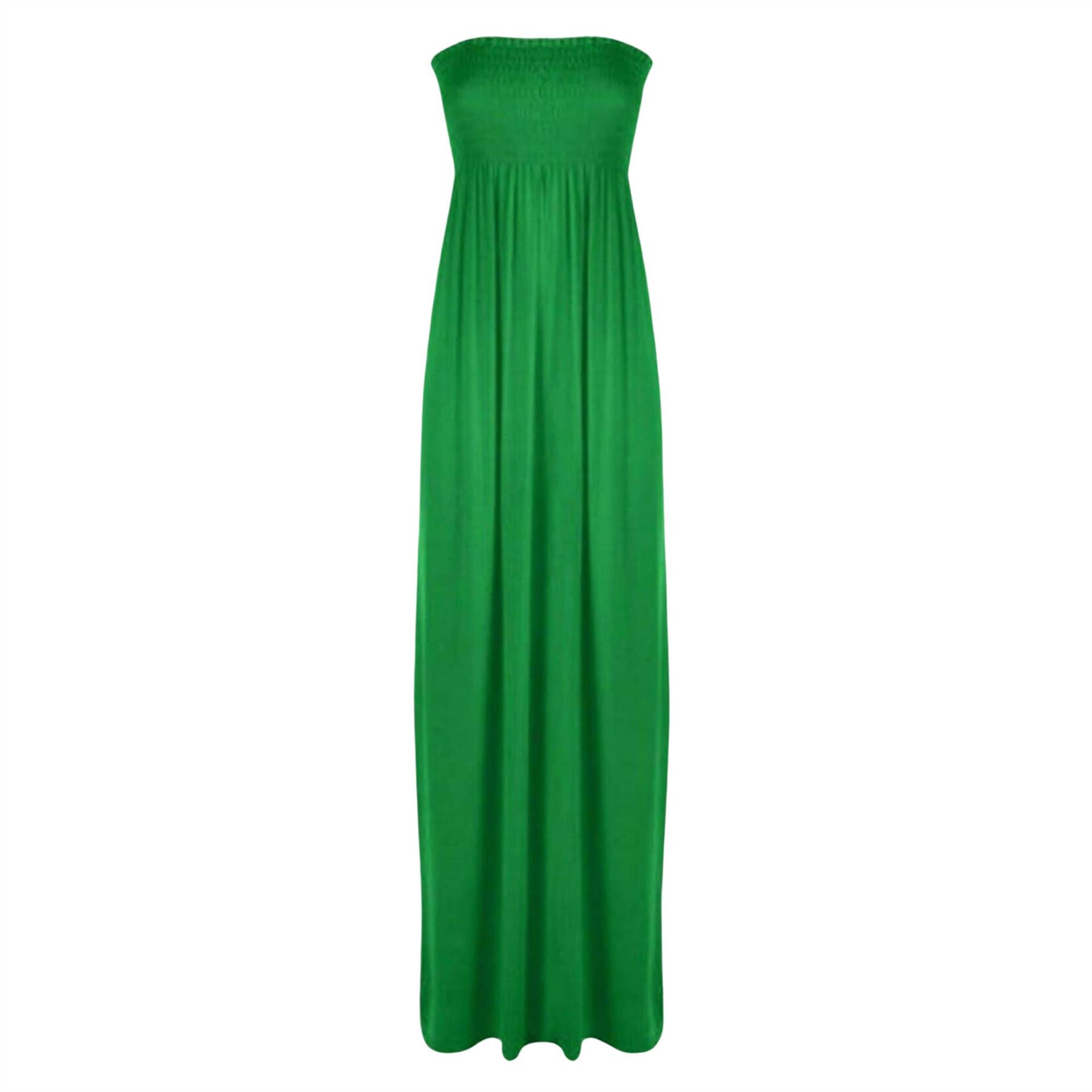 Women Summer Casual Bandeau Boobtube Dress Plus Size Sheering Maxi Dresses - Picture 17 of 39
