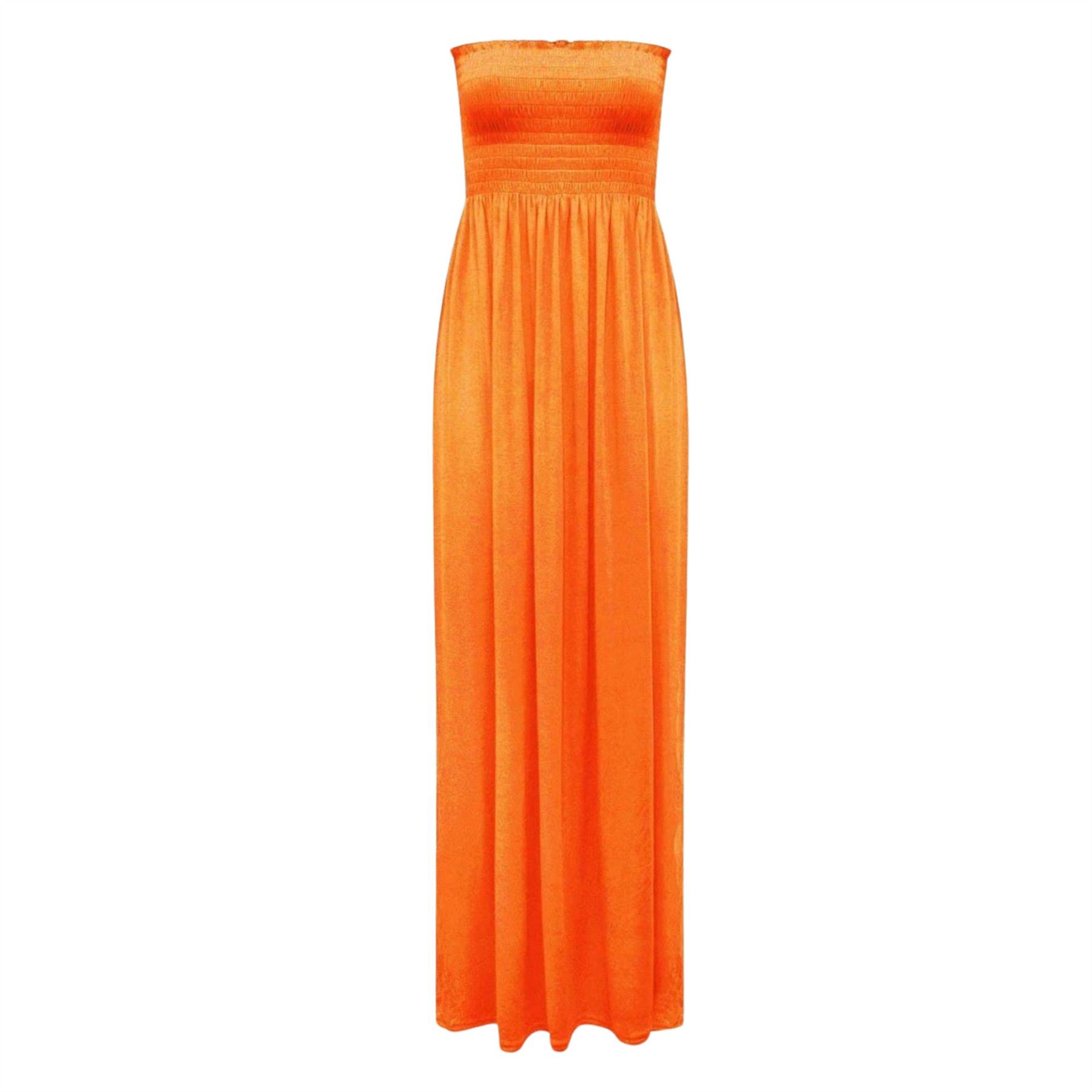 Women Summer Casual Bandeau Boobtube Dress Plus Size Sheering Maxi Dresses - Picture 28 of 39