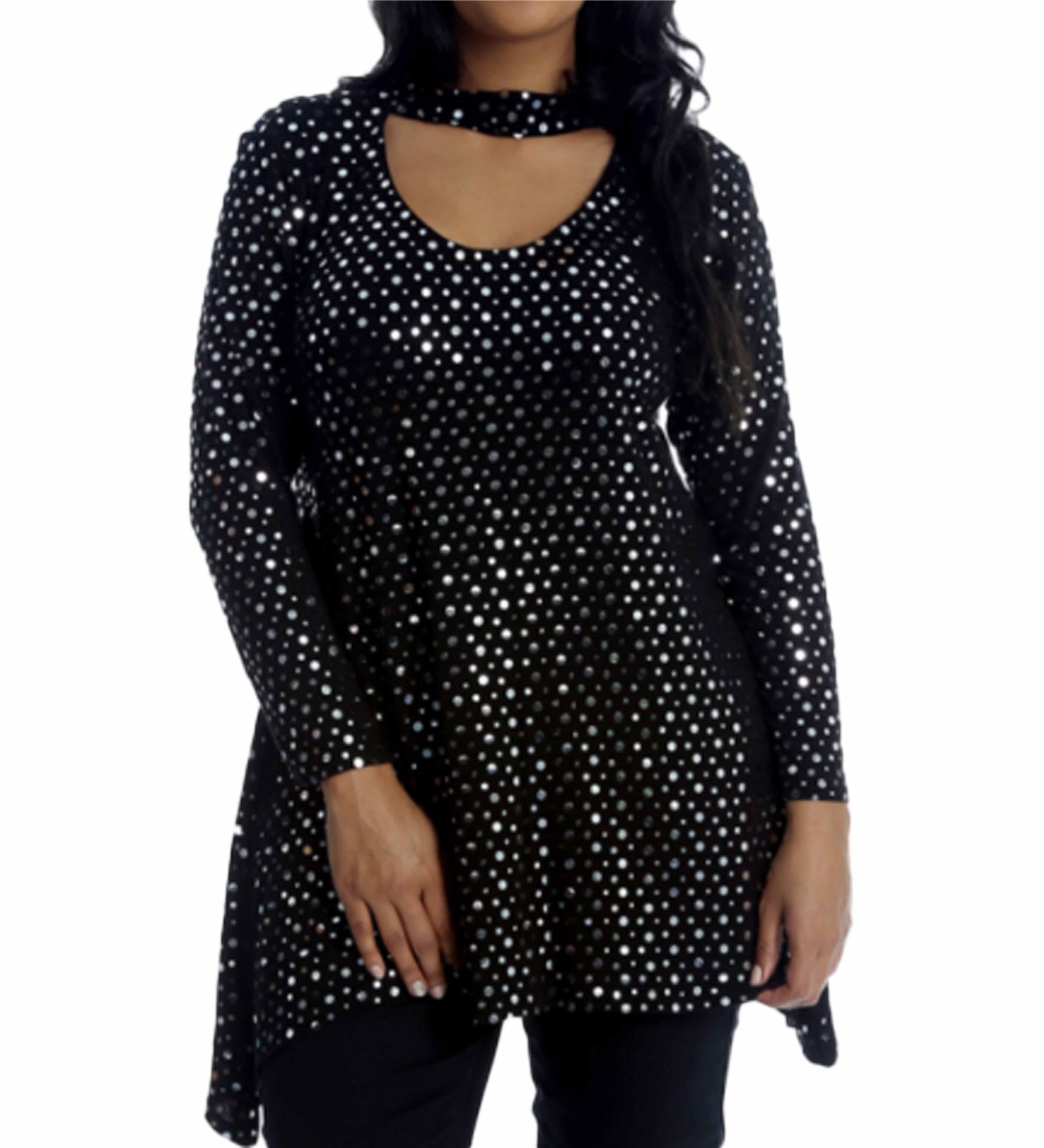 Damenkleider Langarmkleid Übergröße Cocktail Paillettenkleid Weihnachtskleid - Bild 7 von 8