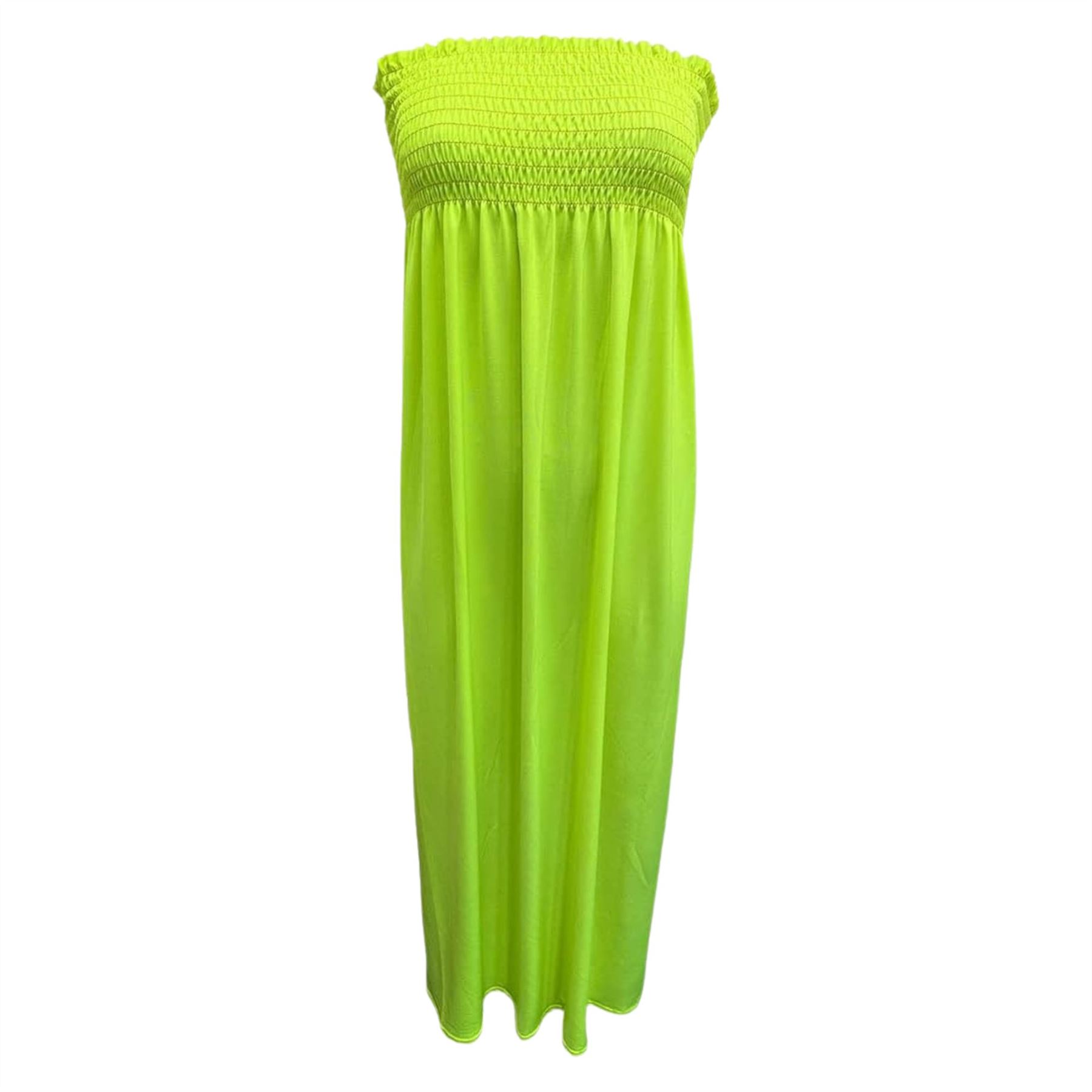 Women Summer Casual Bandeau Boobtube Dress Plus Size Sheering Maxi Dresses - Picture 27 of 39