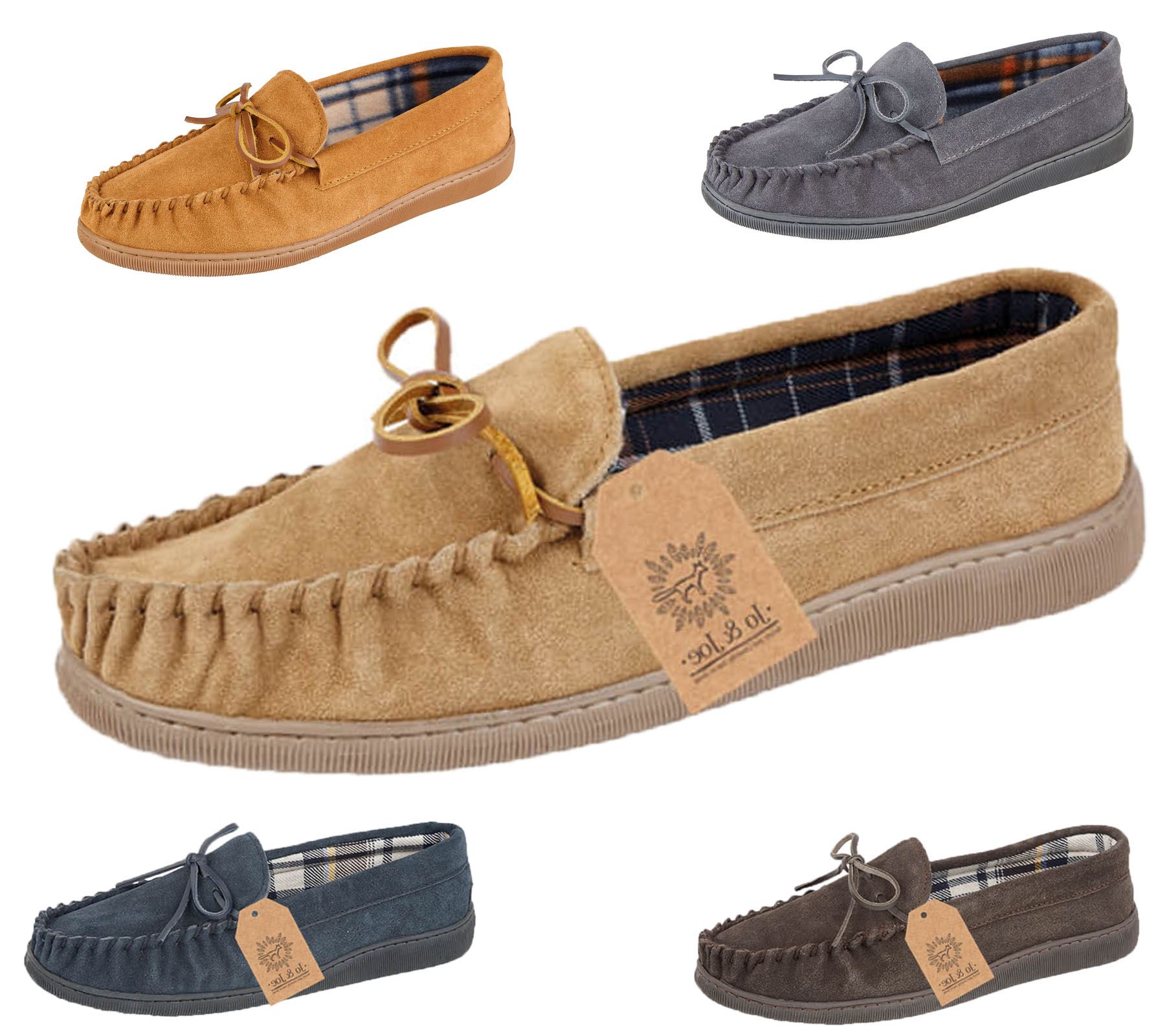 Mens Real Suede Leather Moccasin Slippers Loafers Casual Shoes
