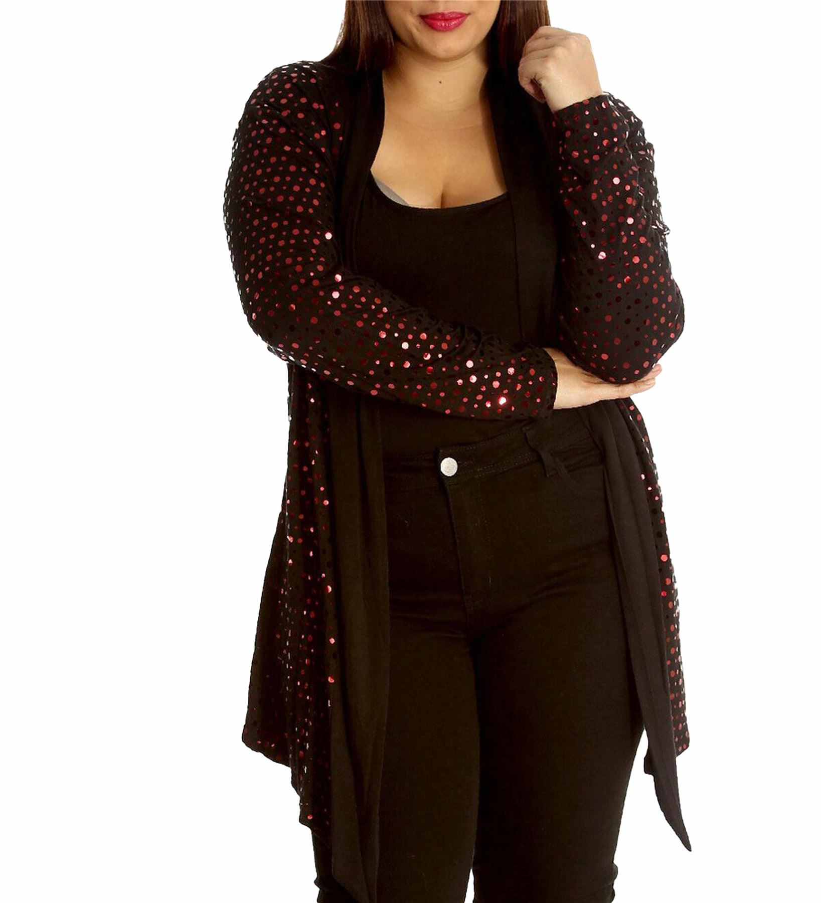 Womens Cardigan Womens Sweaters Sequin Dot Cardigans For Women Black Cardigan - Picture 19 of 23