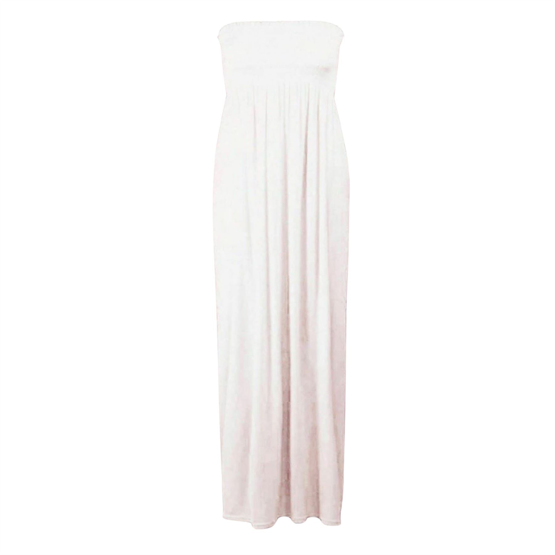 Women Summer Casual Bandeau Boobtube Dress Plus Size Sheering Maxi Dresses - Picture 15 of 39