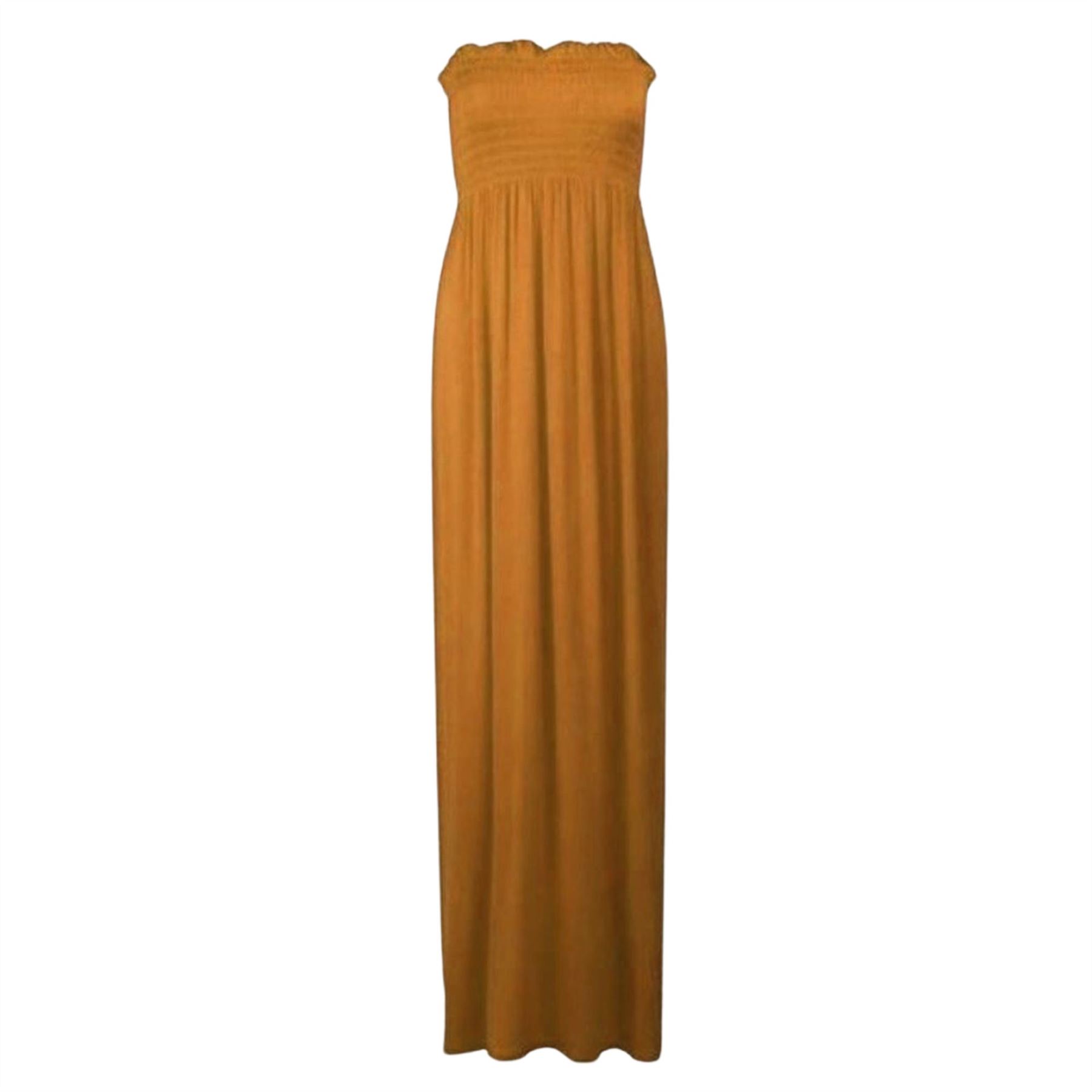 Women Summer Casual Bandeau Boobtube Dress Plus Size Sheering Maxi Dresses - Picture 22 of 39