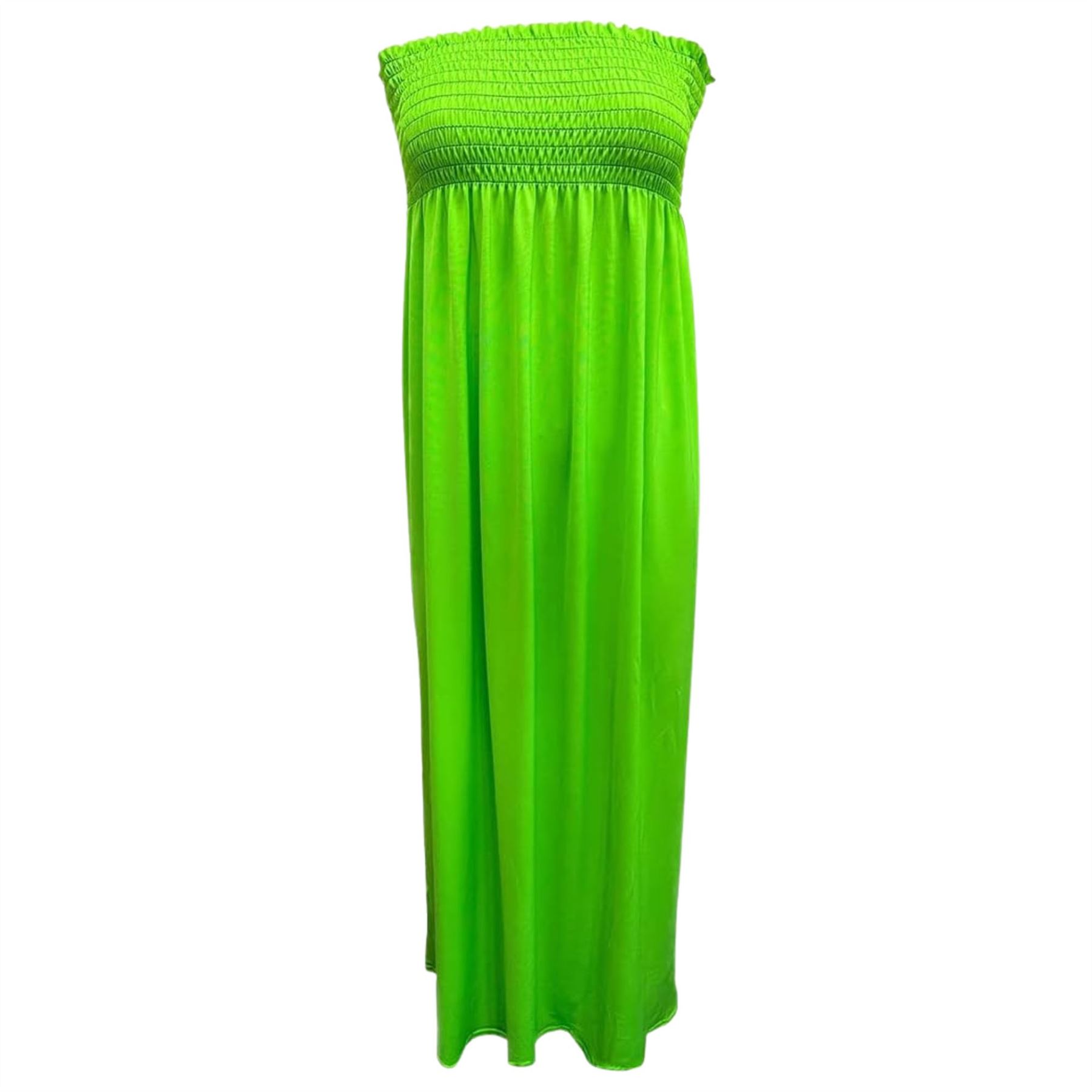 Women Summer Casual Bandeau Boobtube Dress Plus Size Sheering Maxi Dresses - Picture 24 of 39