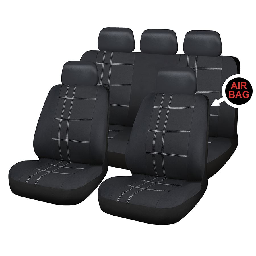 UKB4C Black Full Set Front & Rear Car Seat Covers for Citroen C1 05On