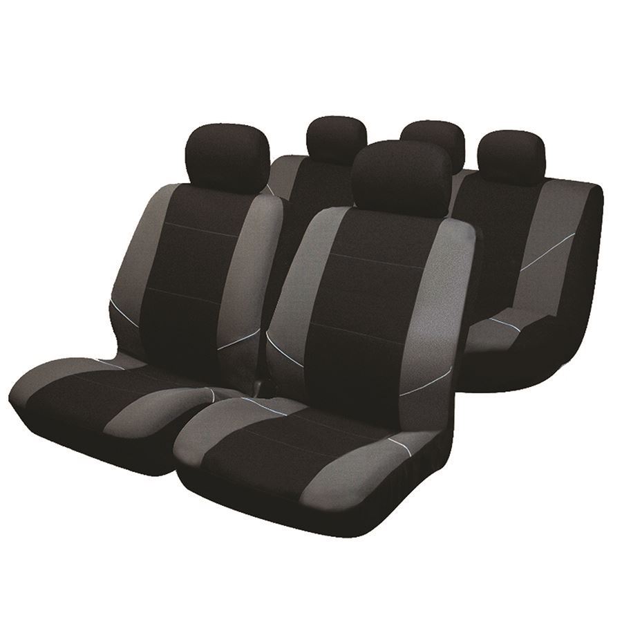 Black/Grey Full Set Front & Rear Car Seat Covers for Peugeot 108